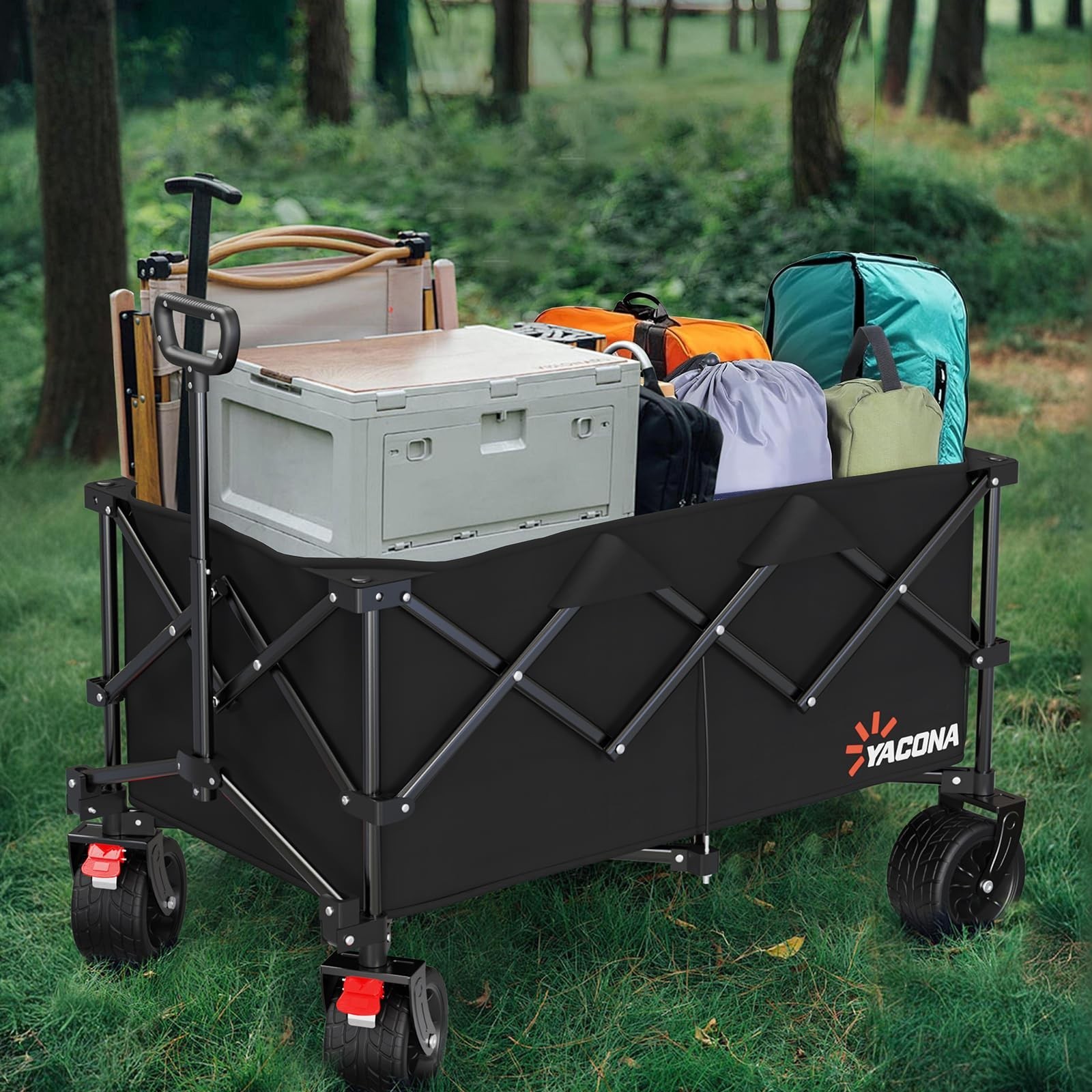 Extra Large Collapsible Wagons Carts Foldable, 450lbs Heavy Duty Folding Beac…
