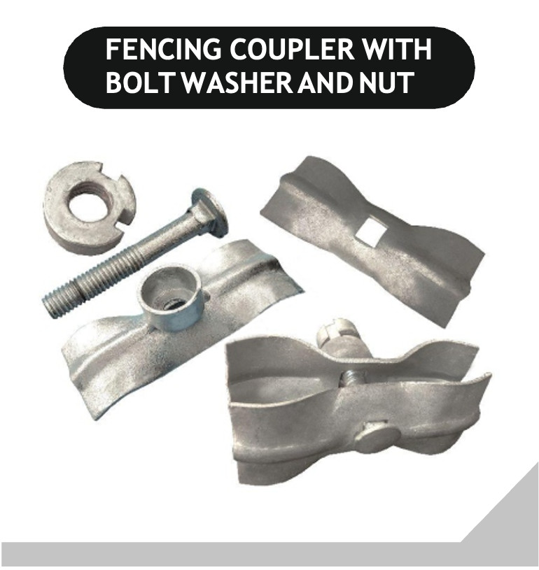 Fencing Coupler with Bolt Washer and Nut (10 sets)