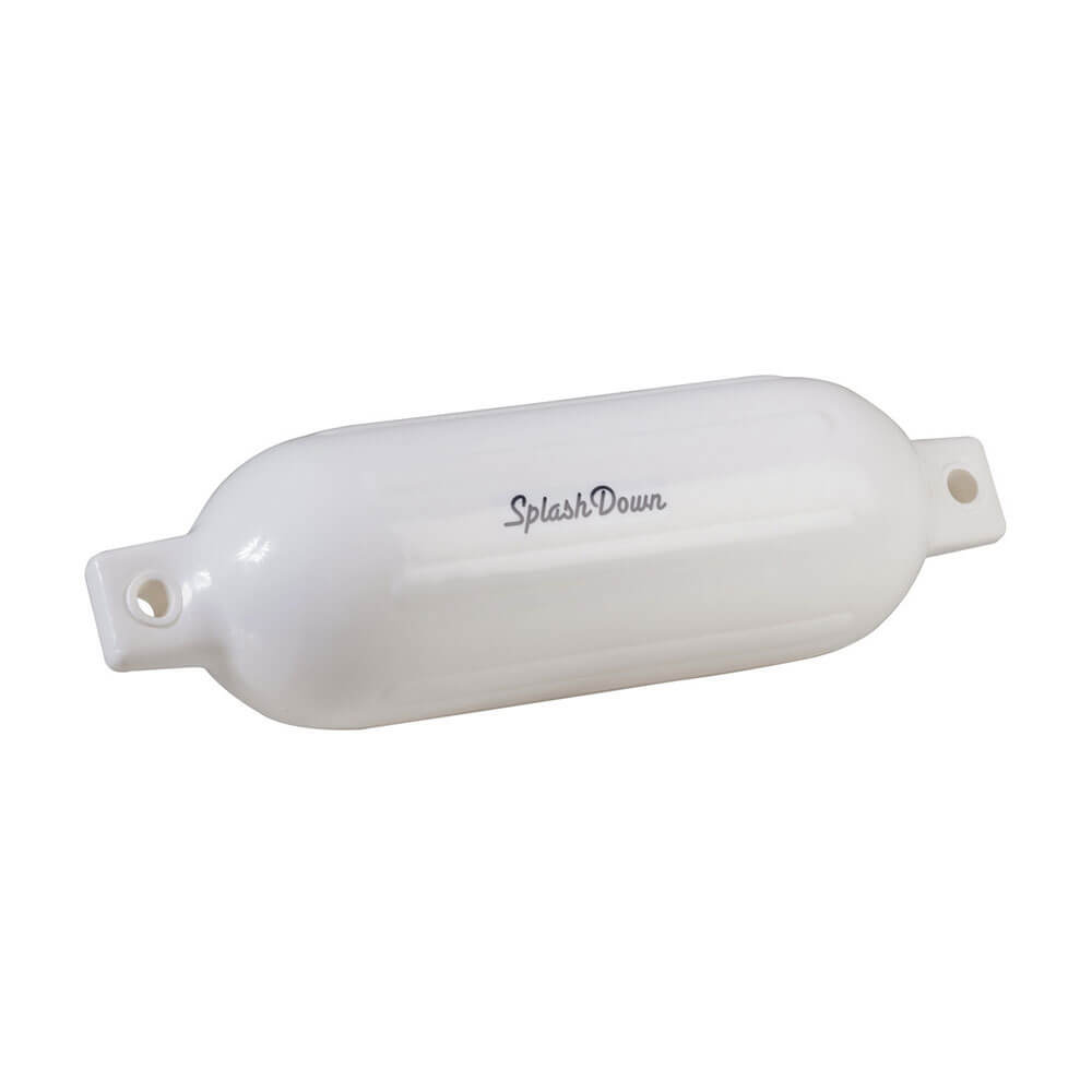 Splash Down Dual Eye Ribbed Boat Fender White 140x508mm Vinyl Uv Resistant