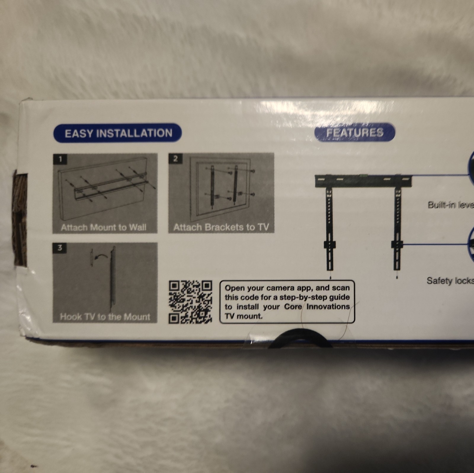 CORE INNOVATIONS LOW PROFILE TV MOUNT FITS 23 IN. TO 65 IN. TV”s wt. limit 77lbs
