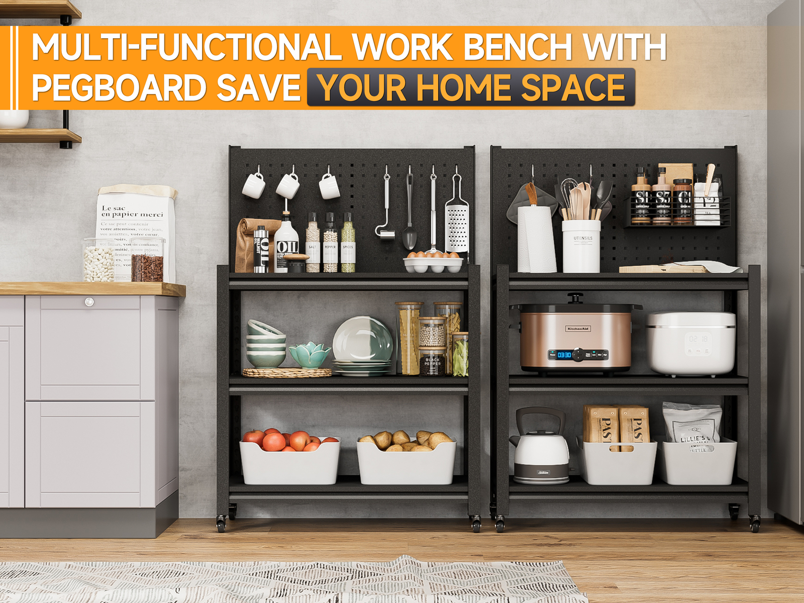 3-Tier Metal Storage Shelf Garage Shelving Tool Rack Work Stands & Platforms