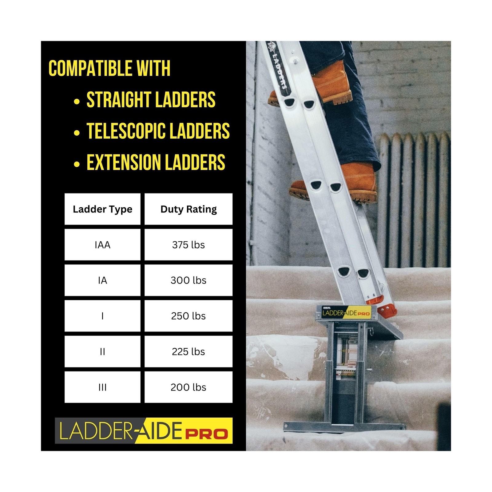 Ideal Security Foldable Ladder-Aide PRO: Fits Steps 4.921″ to 7.875″ High, La…