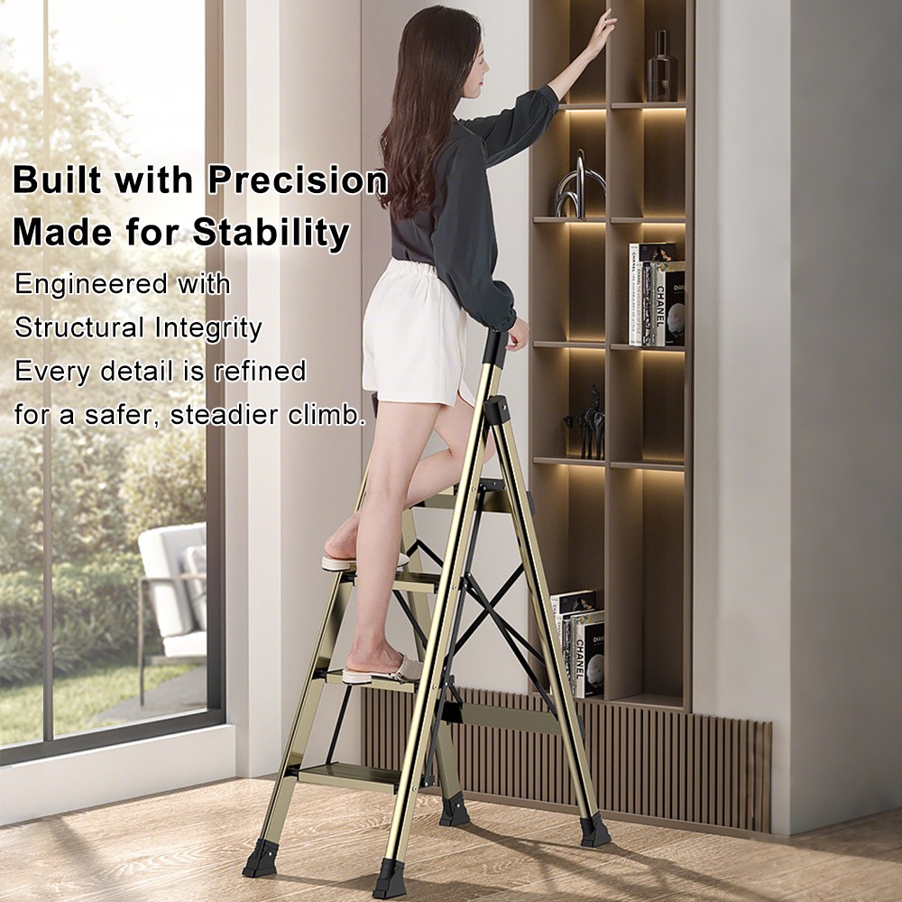 🔥Portable Folding Step Stool with Anti-Slip Sturdy and Wide Pedal 4 Step Ladder
