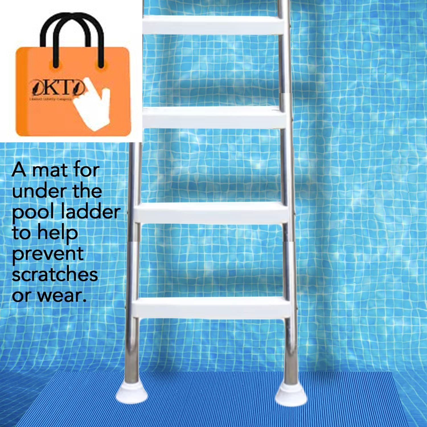 Stay-Put Swimming Pool Ladder Mat – Non-Slip, 36″ x 36″, Powder Blue