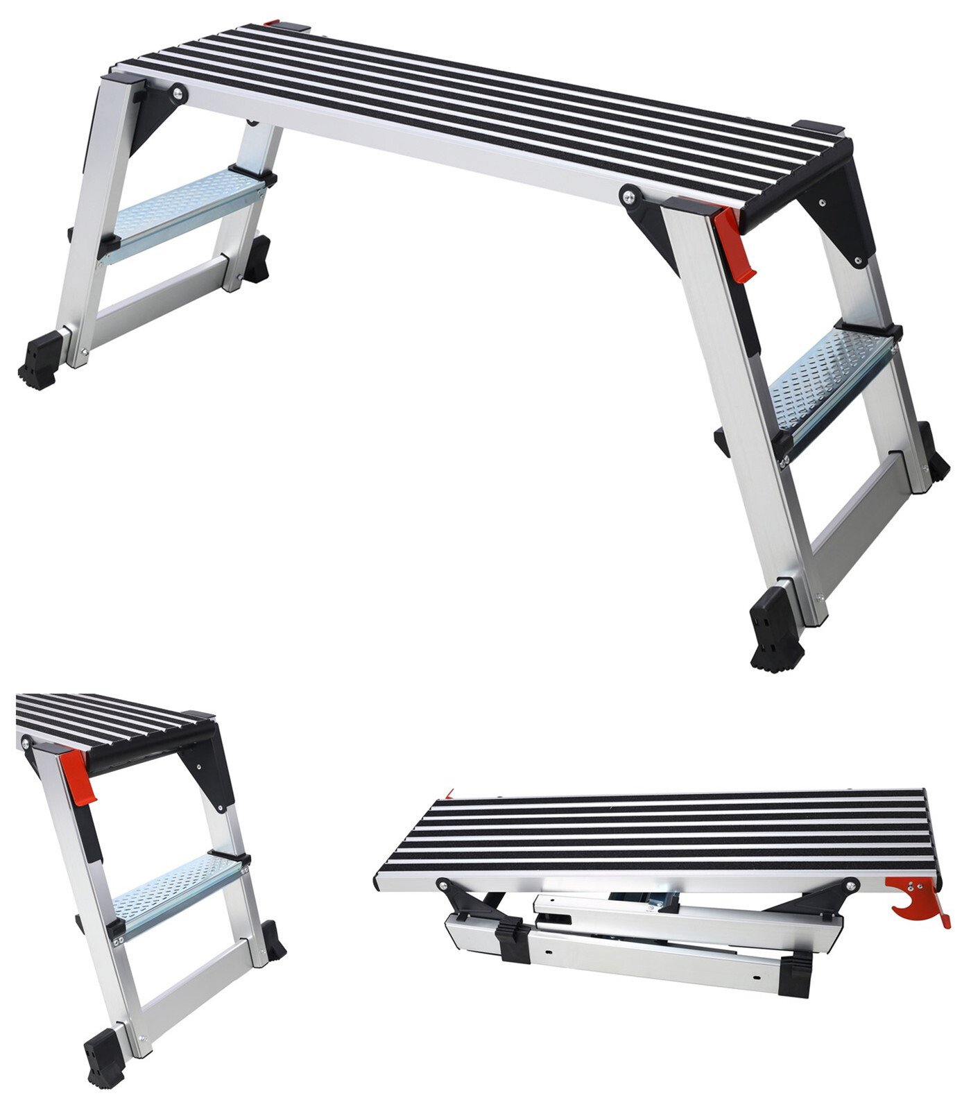 Aluminium Folding Ladder Stool Work Platform Bench 330 LBS Capacity Multipurpose