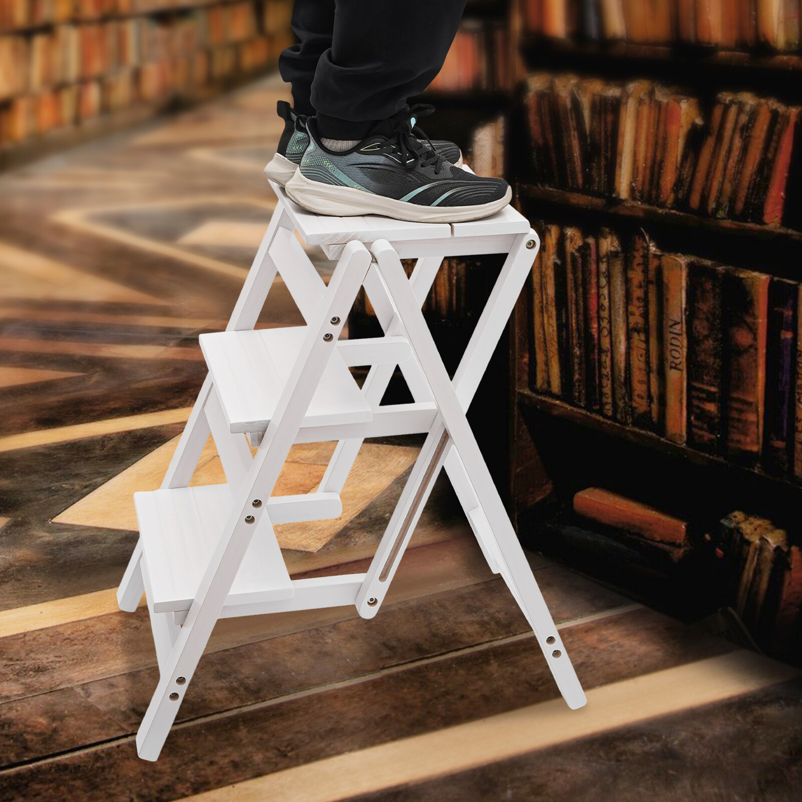 Trapezoidal Step Stool, 3 Step Ladder, Folding Step Stool 22.44*16.33*25.6in