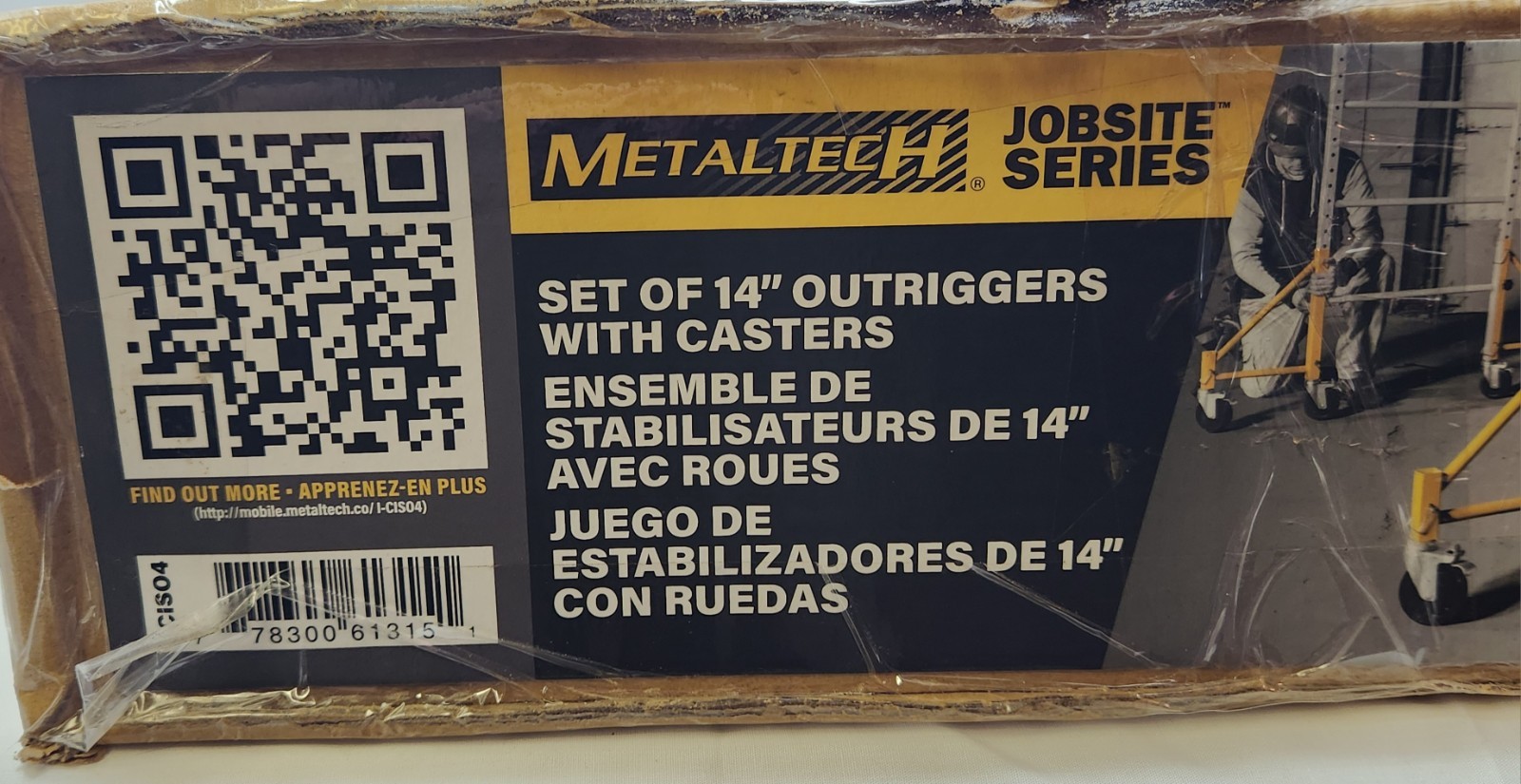 MetalTech I-CISO4 14” Scaffolding Outrigger Set w/ 5” Casters 4-Pack Baker – New