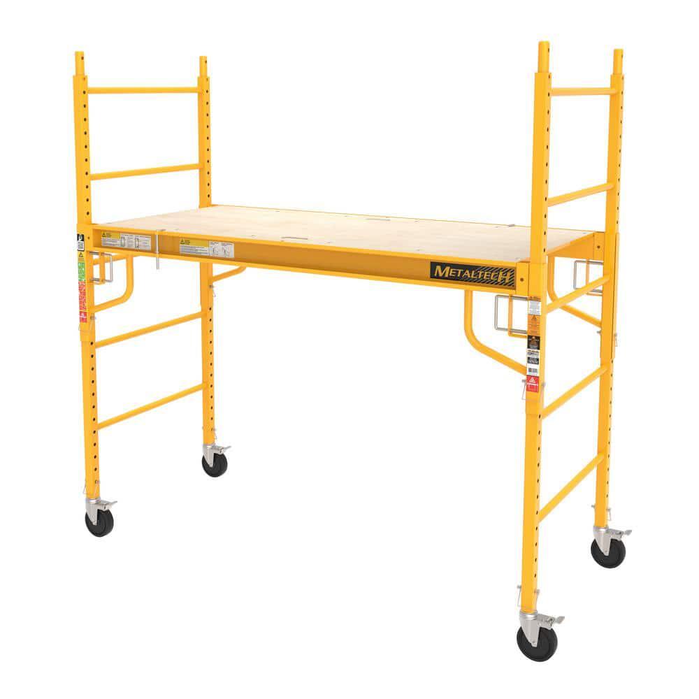 MetalTech 6ft Baker Style Scaffold Platform with Safety Guard Rails & Outriggers