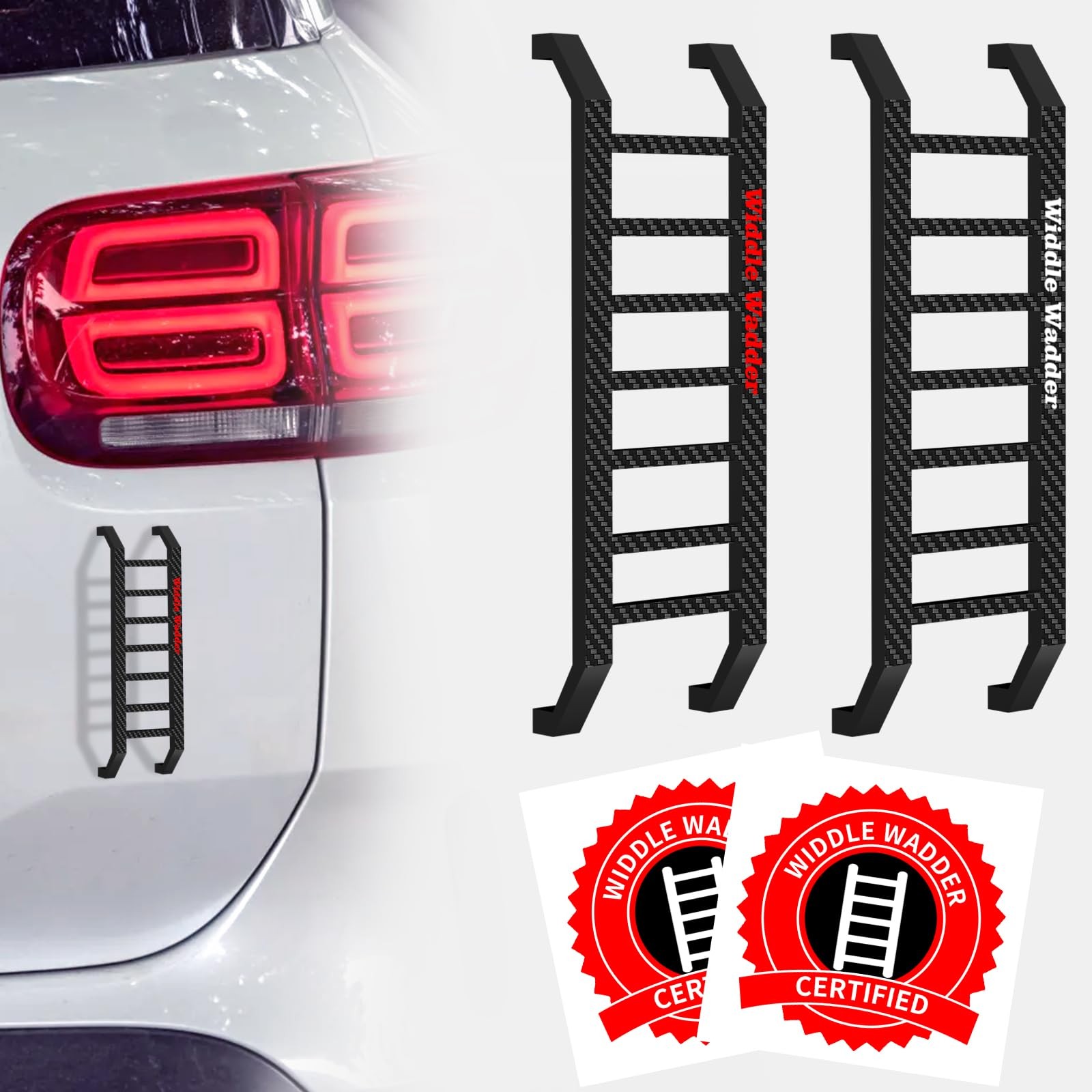 2 Pcs Widdle Wadder Ladders & 2 Certified Stickers, Black
