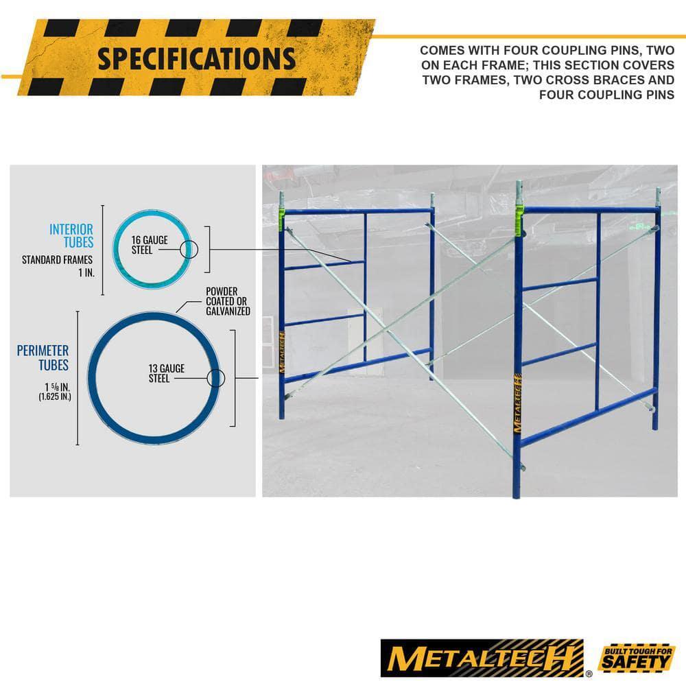 Scaffolding Set 7’x5’x5′ 1-Story Stackable Steel Mason w/ Cross Brace MetalTech