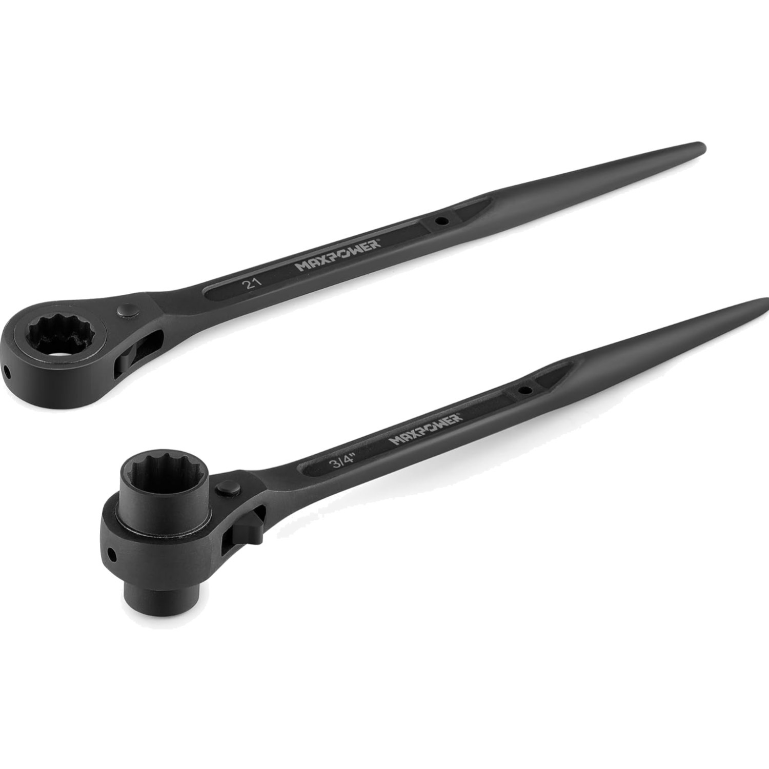 2PCS Spud Ratchet Wrench Set: 3/4″ x 7/8″ & 19mm x 21mm Durable Alloy Steel