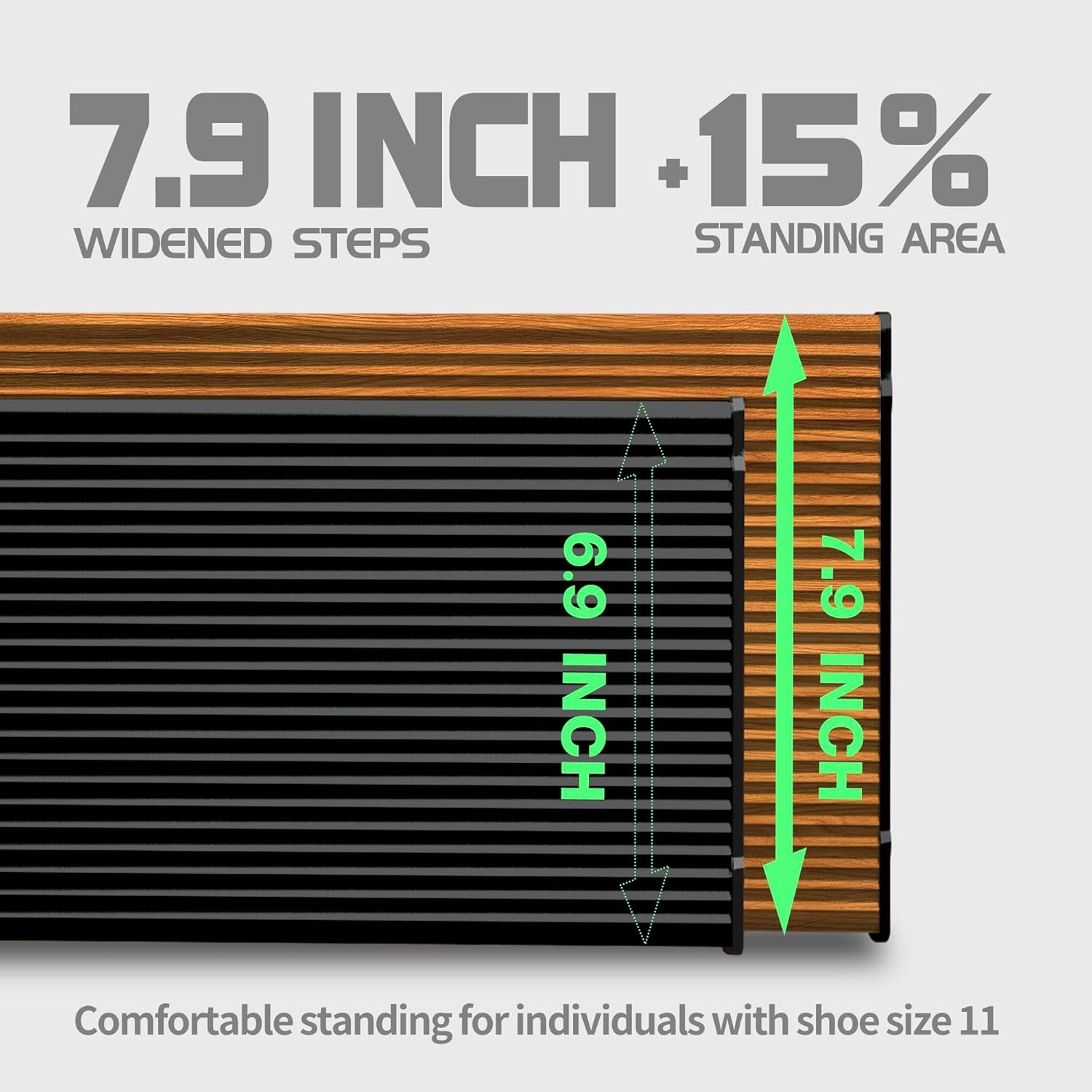 3 Step Ladder,Folding Stool with Aluminum 3 Step, Black&woodgrain