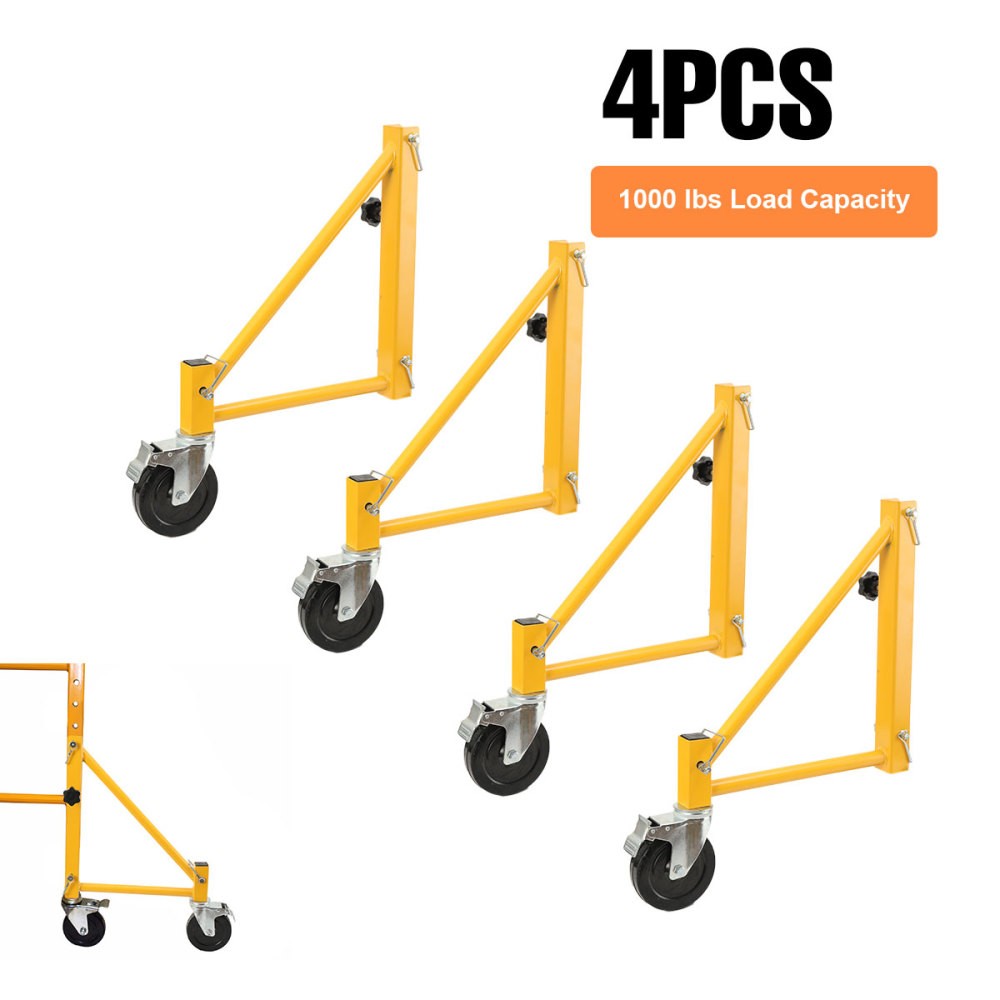 4Pcs 1000 Lb Load Carbon Steel Baker Scaffold Outriggers with Locking Casters