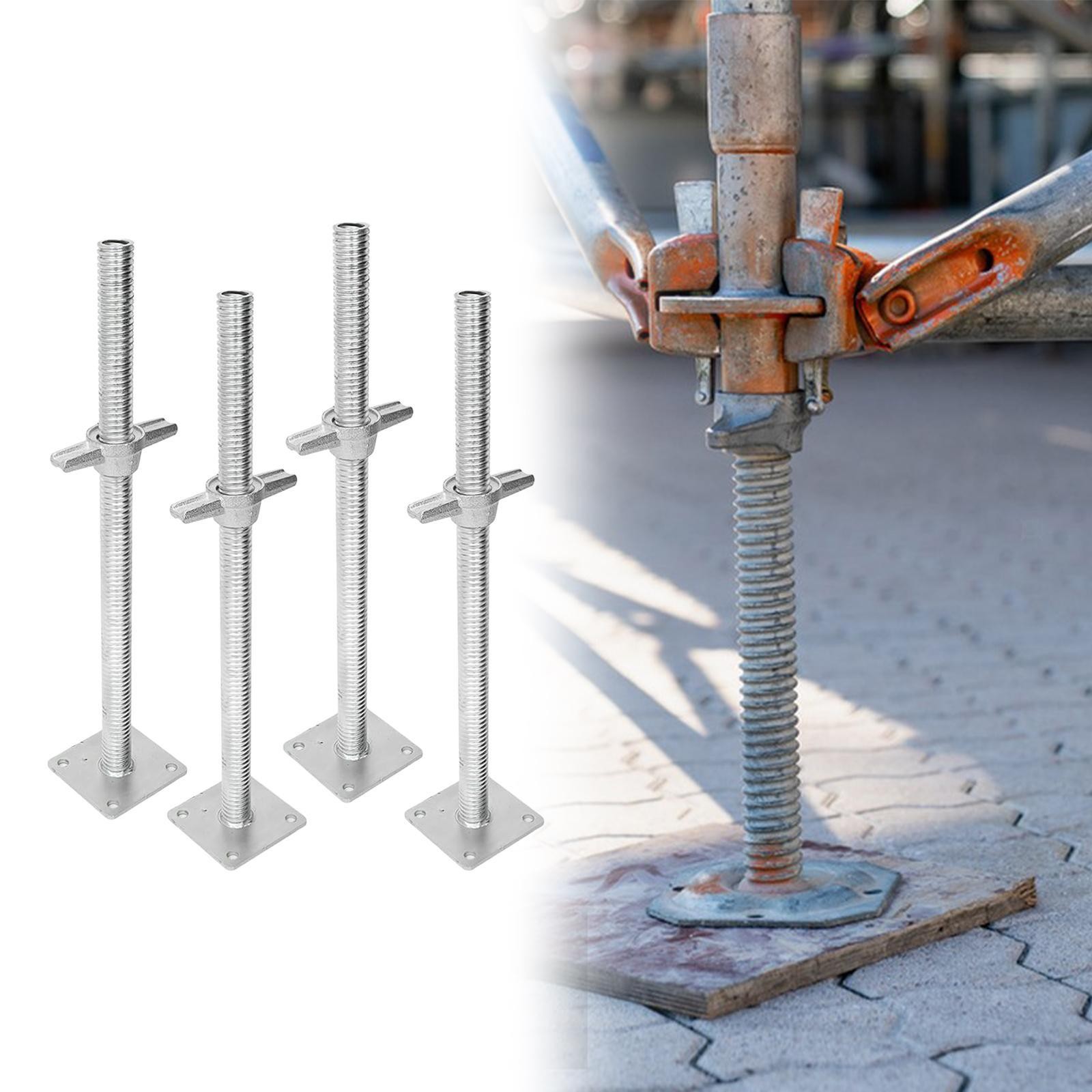 4x Leveling Jacks for Scaffolding with Base Plate Adjustable 12″ Hollow Heavy