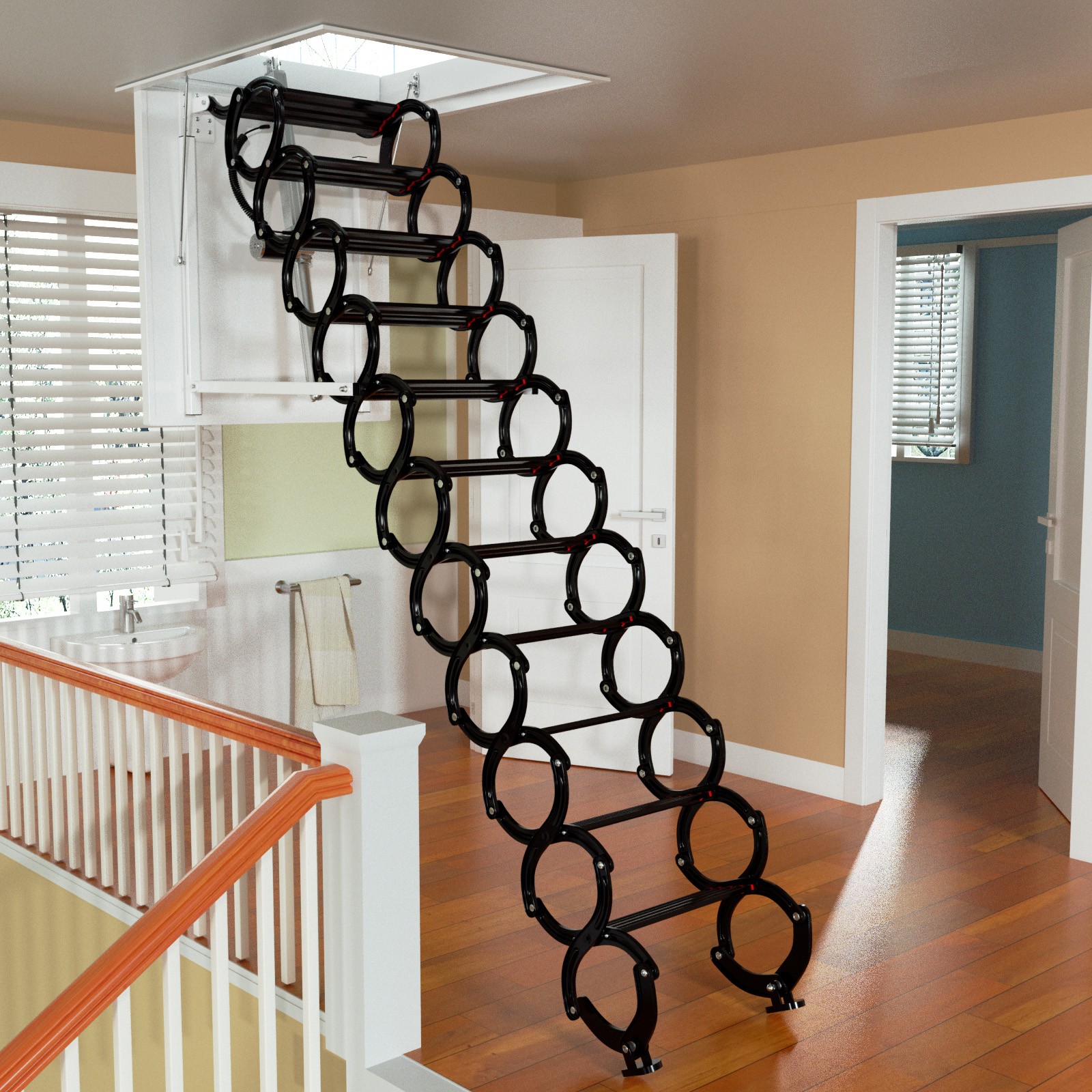 11 Steps 3m Electirc Attic Ladder Aluminum Folding With Remote Loft 31.5*35.4″