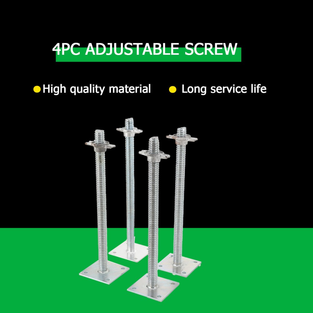 4-Pack Adjustable Leveling Jacks 18″ Scaffolding Solid Screw 4.7×4.7″ Base Plate