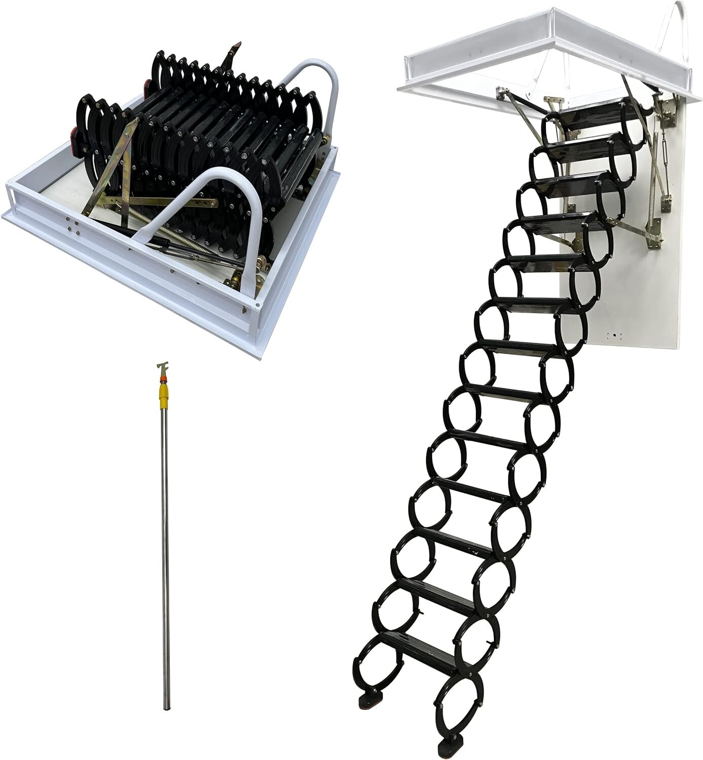 13 Steps 10.5ft Hight Black Loft Wall Ladder Stairs Hidden Folding Attic Stairs