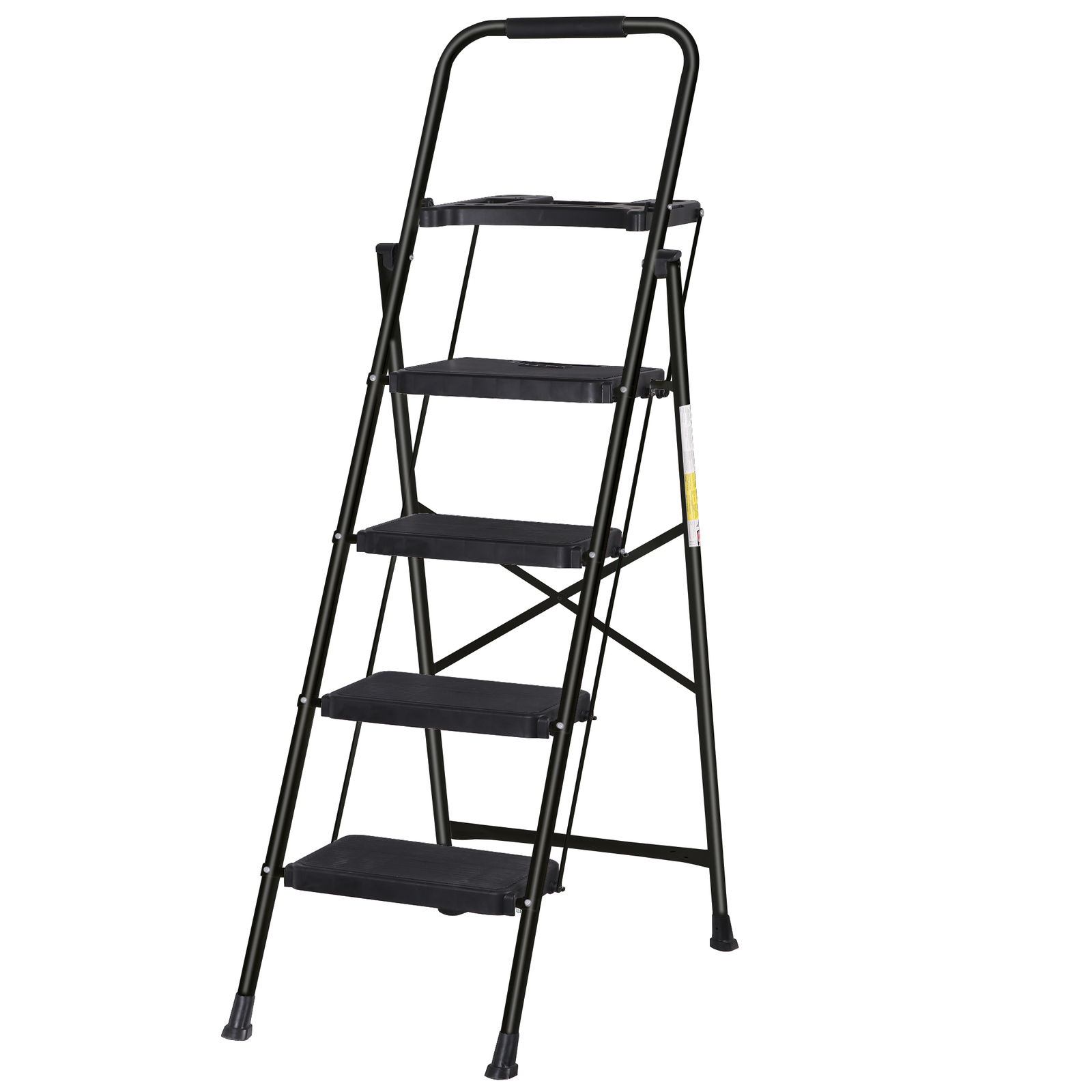 Folding Step Ladders for Kitchen/Closet Ladder 4 Step for Adults Non-Slip Black