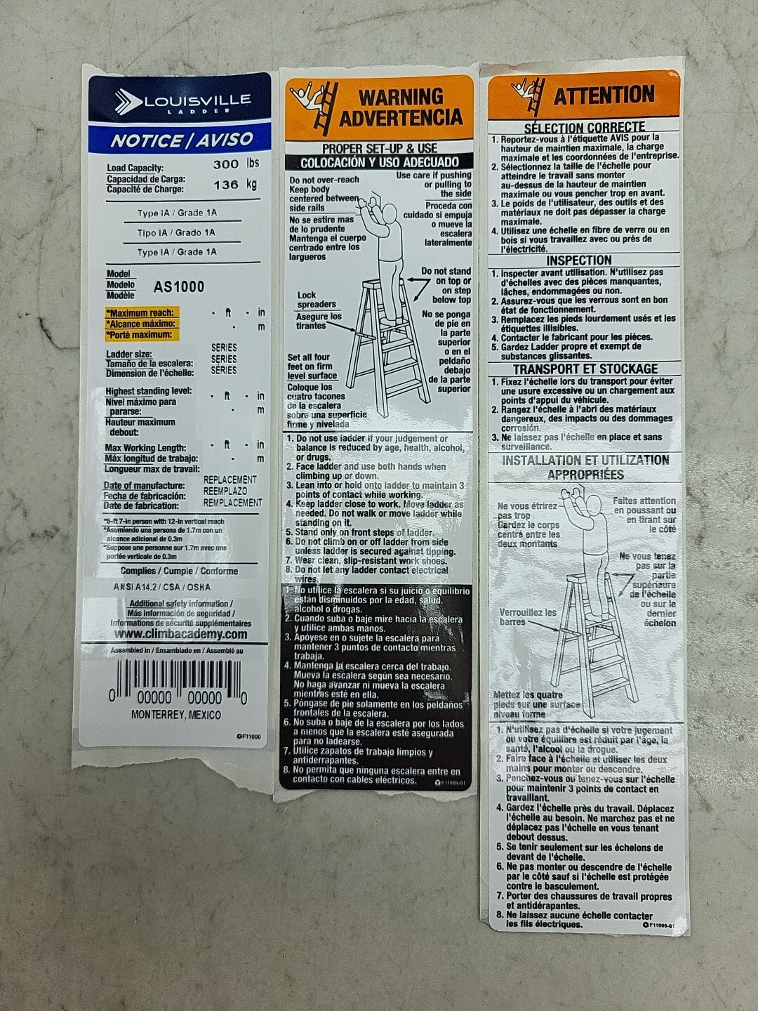 2 Pack Louisville Ladder Label Kit PK-AS1000 *SEE PICTURES