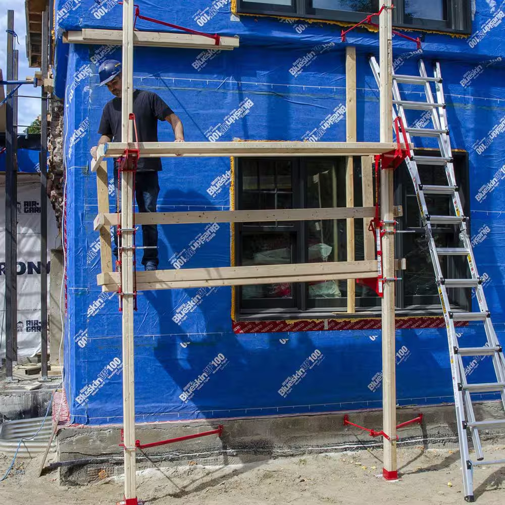 30 Ft. Steel Pump Jack Scaffolding System Single-Pole Kit with Workbench, Brace,