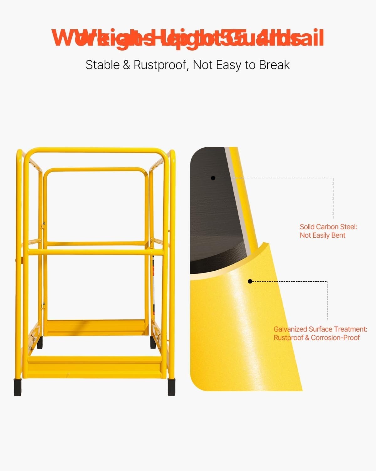 6 Foot Scaffolding Safety Guardrail, Rustproof Solid Carbon Steel Load Capaci…