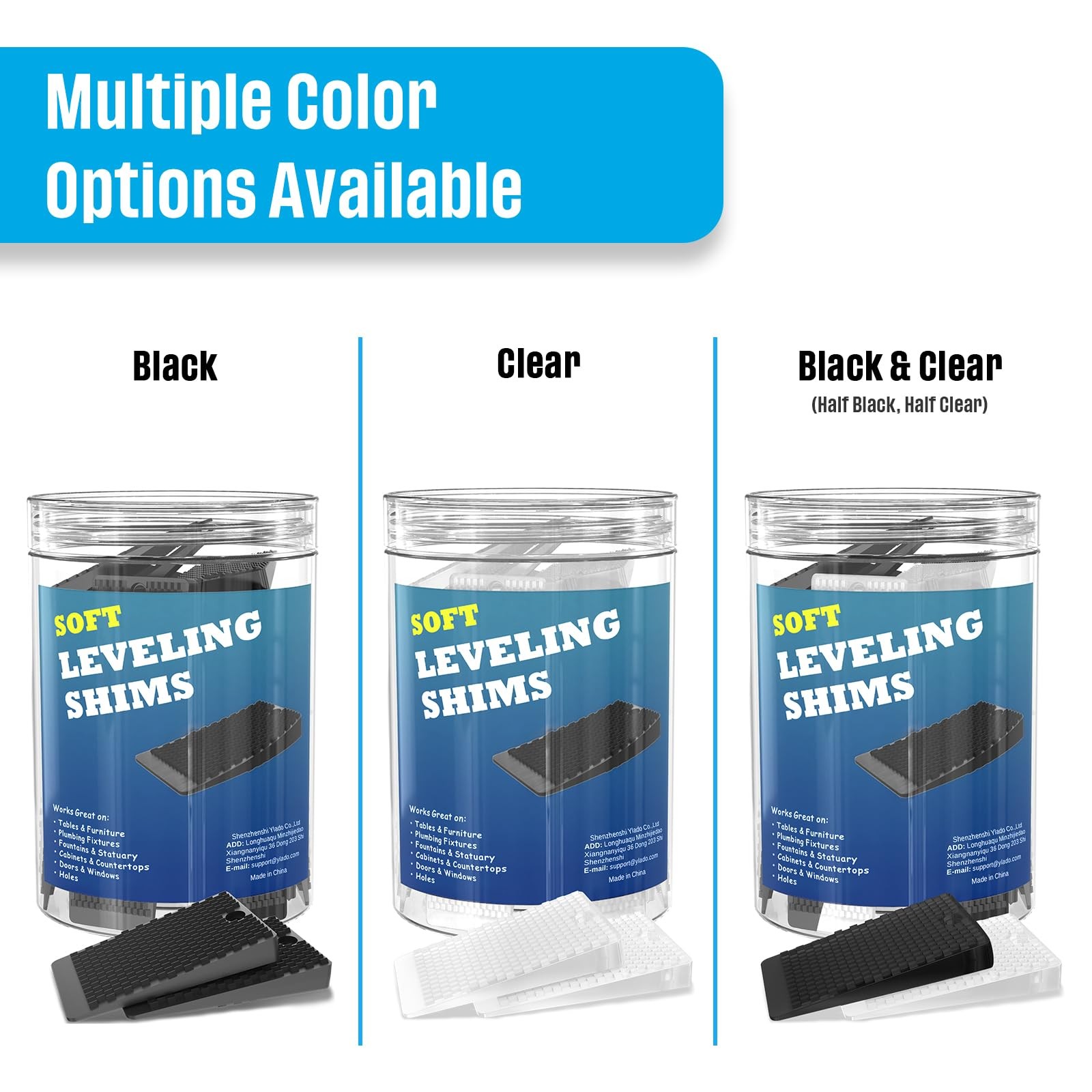 Furniture Levelers, 32 Piece Jar 2“, Rubber Shims for Leveling, Black, Black