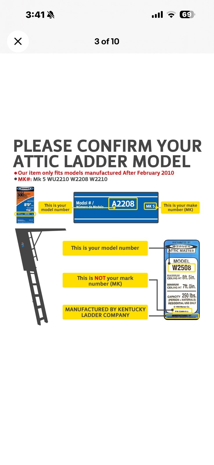 Pair Attic Ladder Spreader Hinge Arms Fits for MFG After 2010 Werner Series 55-2