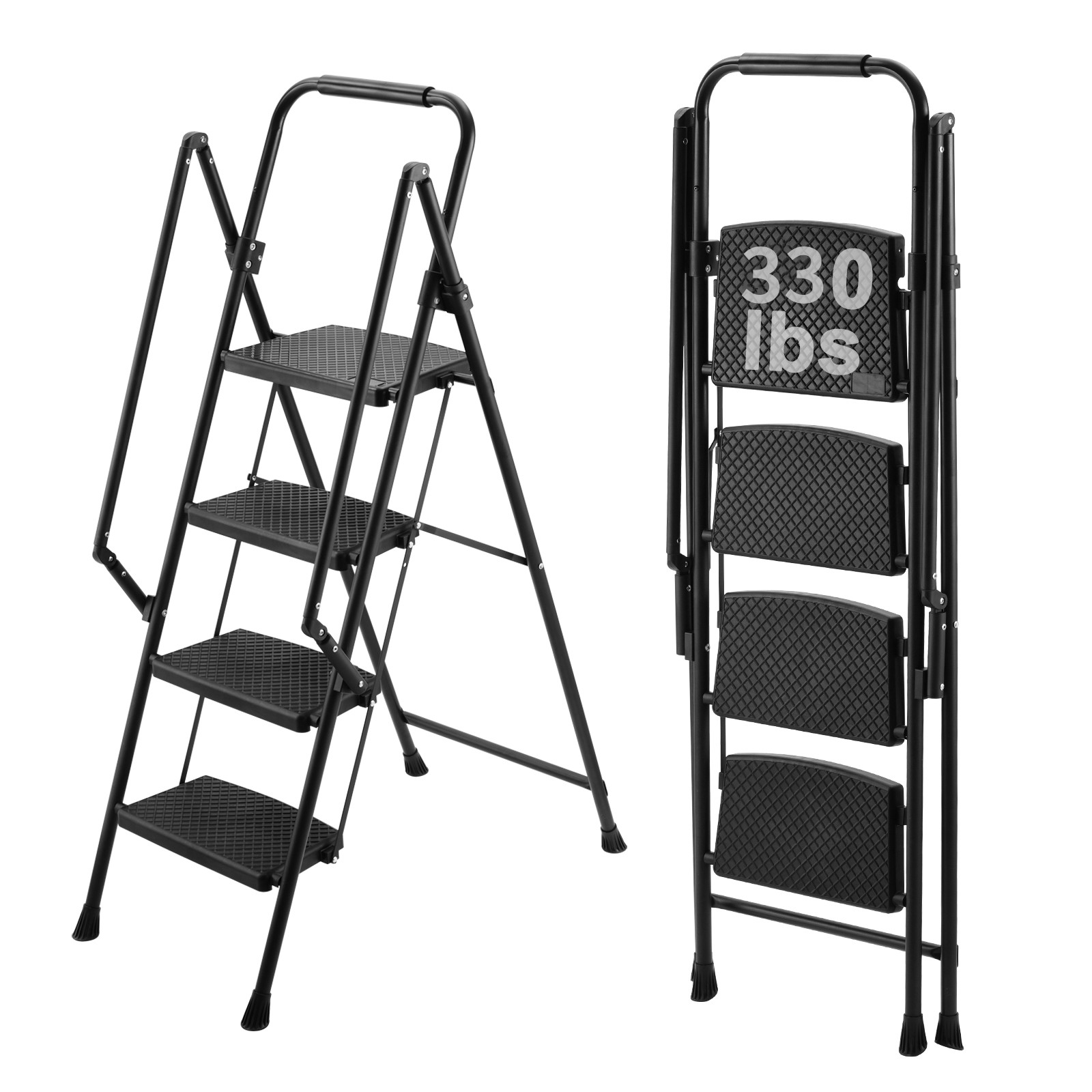 Multi-Purpose Step Ladder with Sturdy Frame, Space-Saving Design