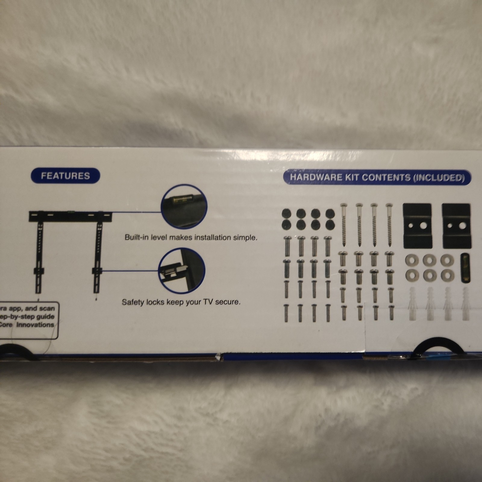 CORE INNOVATIONS LOW PROFILE TV MOUNT FITS 23 IN. TO 65 IN. TV”s wt. limit 77lbs