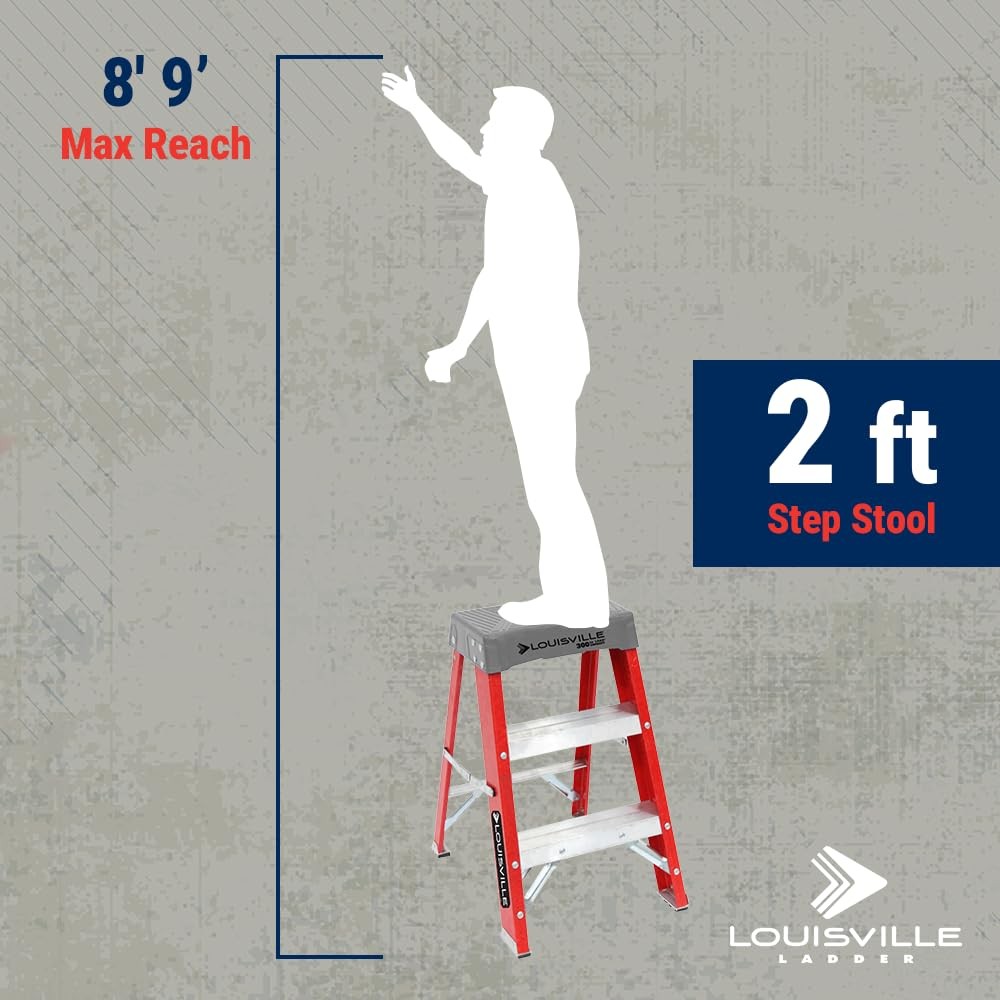 Louisville Ladder 2-Foot Fiberglass Step Stool Industrial, 2 feet, Orange