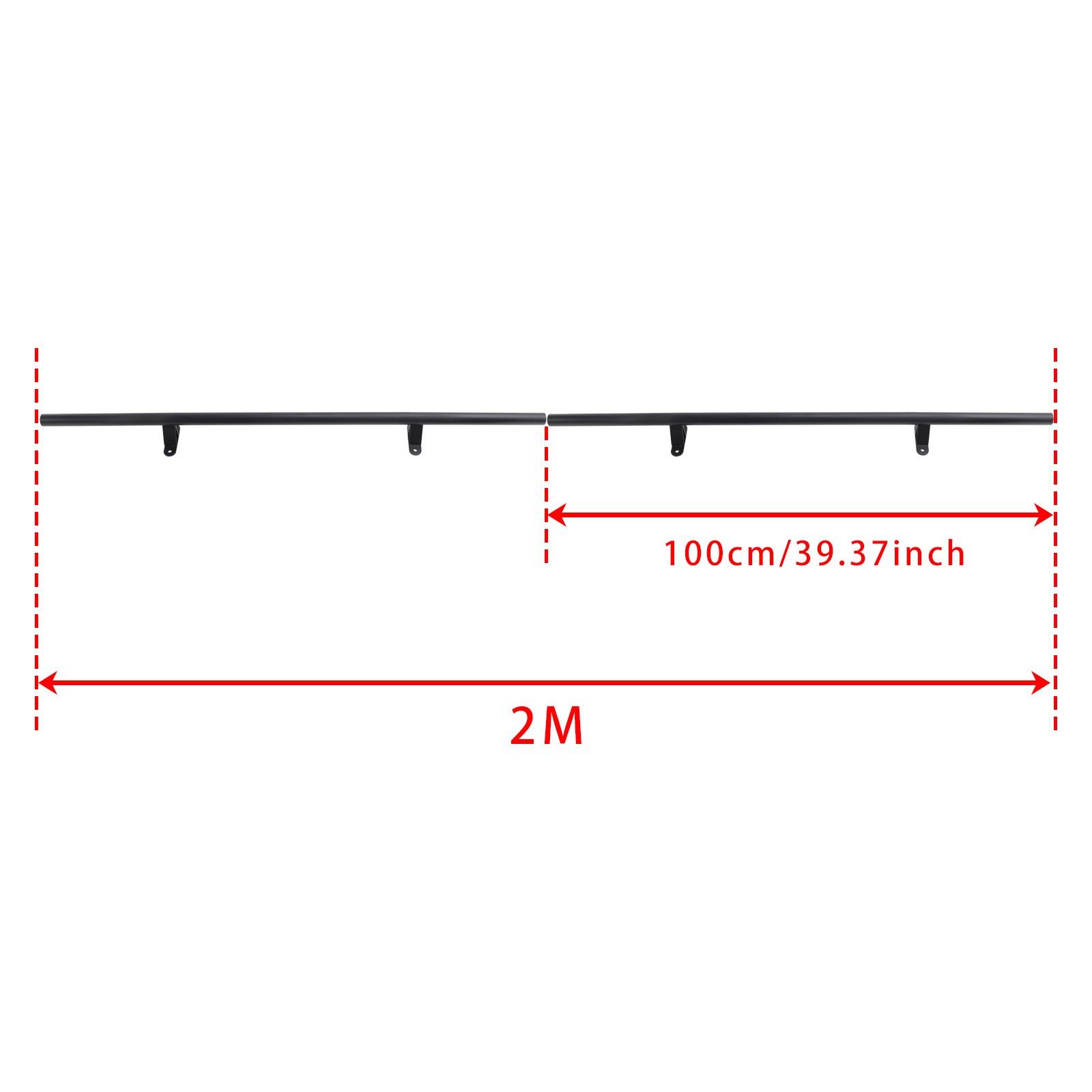 6.6FT Round Tube Rolling Library Sliding Ladder Hardware Kit with Brake /