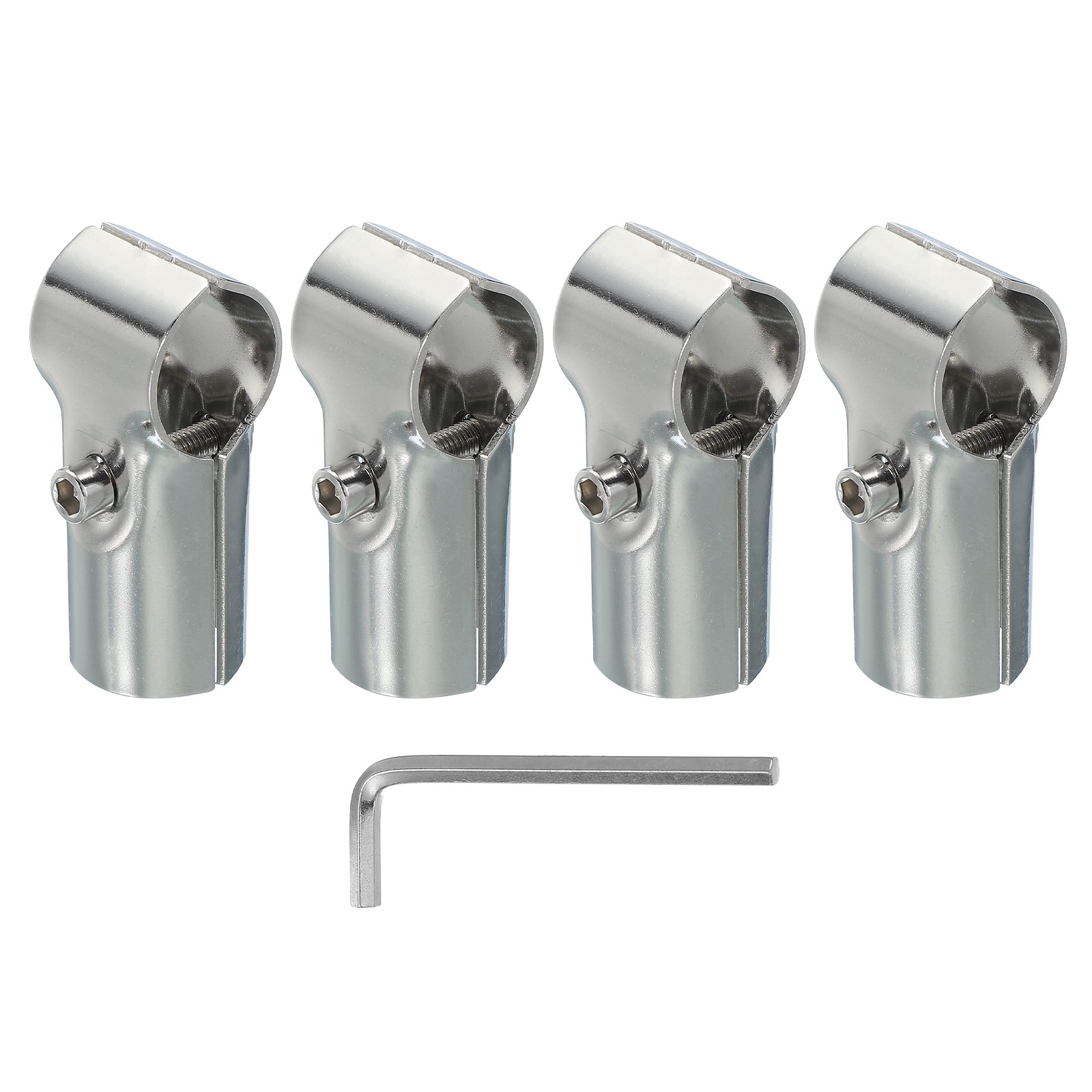 1″ 2 Way T Pipe Clamp Connector, 4 Pcs Chain Fence Clamps, Silver