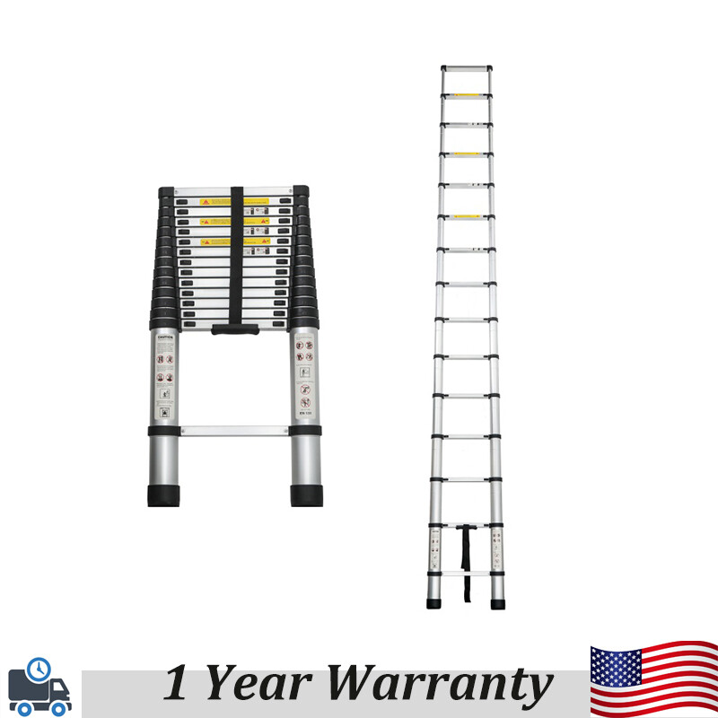 14.5FT Telescoping Ladder Aluminum Folding Telescopic Extension Ladder Portable