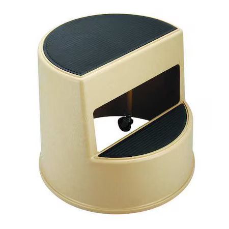 Round Office Stool, 2 Steps, 350 Lb Load Capacity, 13 1/2 In Overall Height,