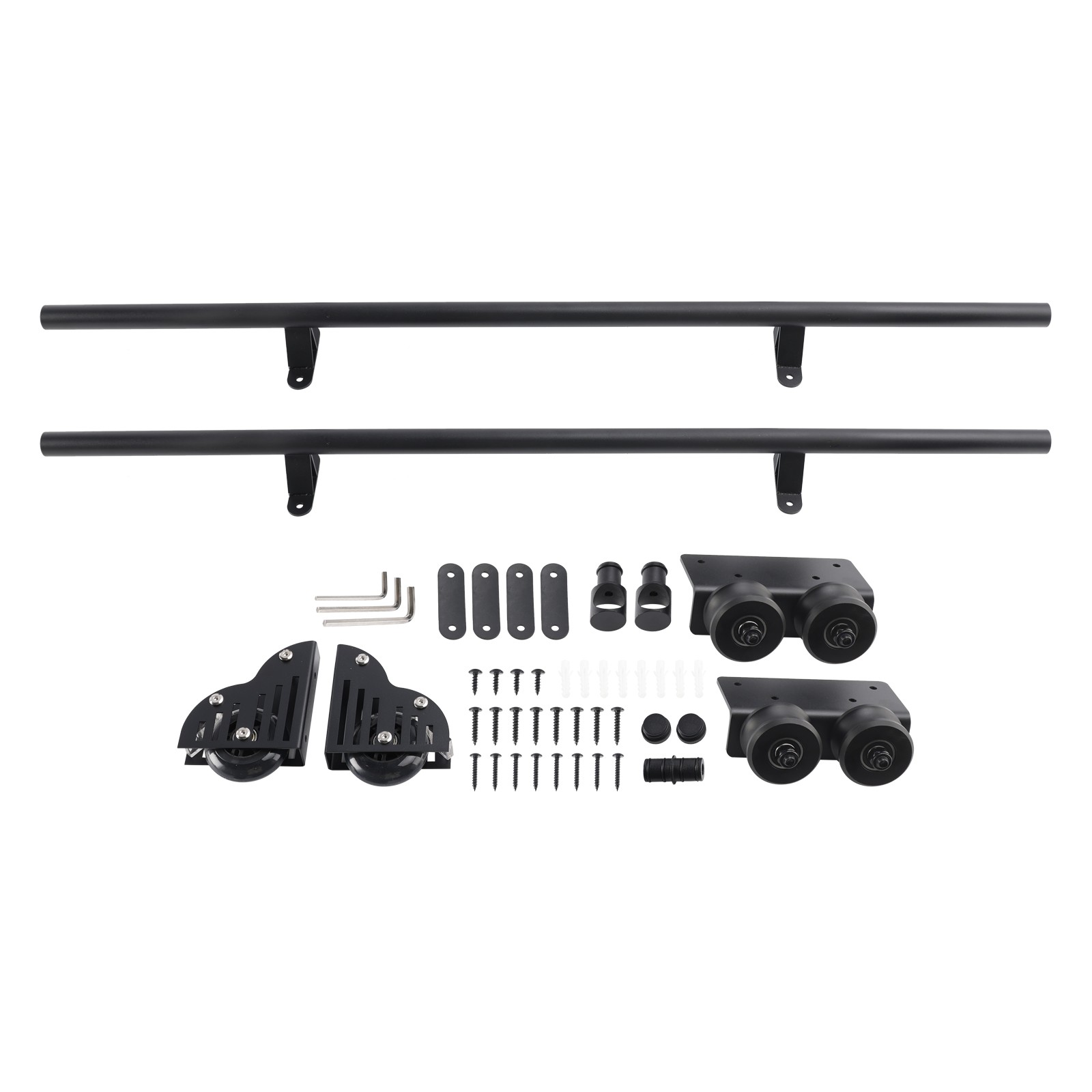 6.6FT Round Tube Rolling Library Sliding Ladder Hardware Kit with Brake /