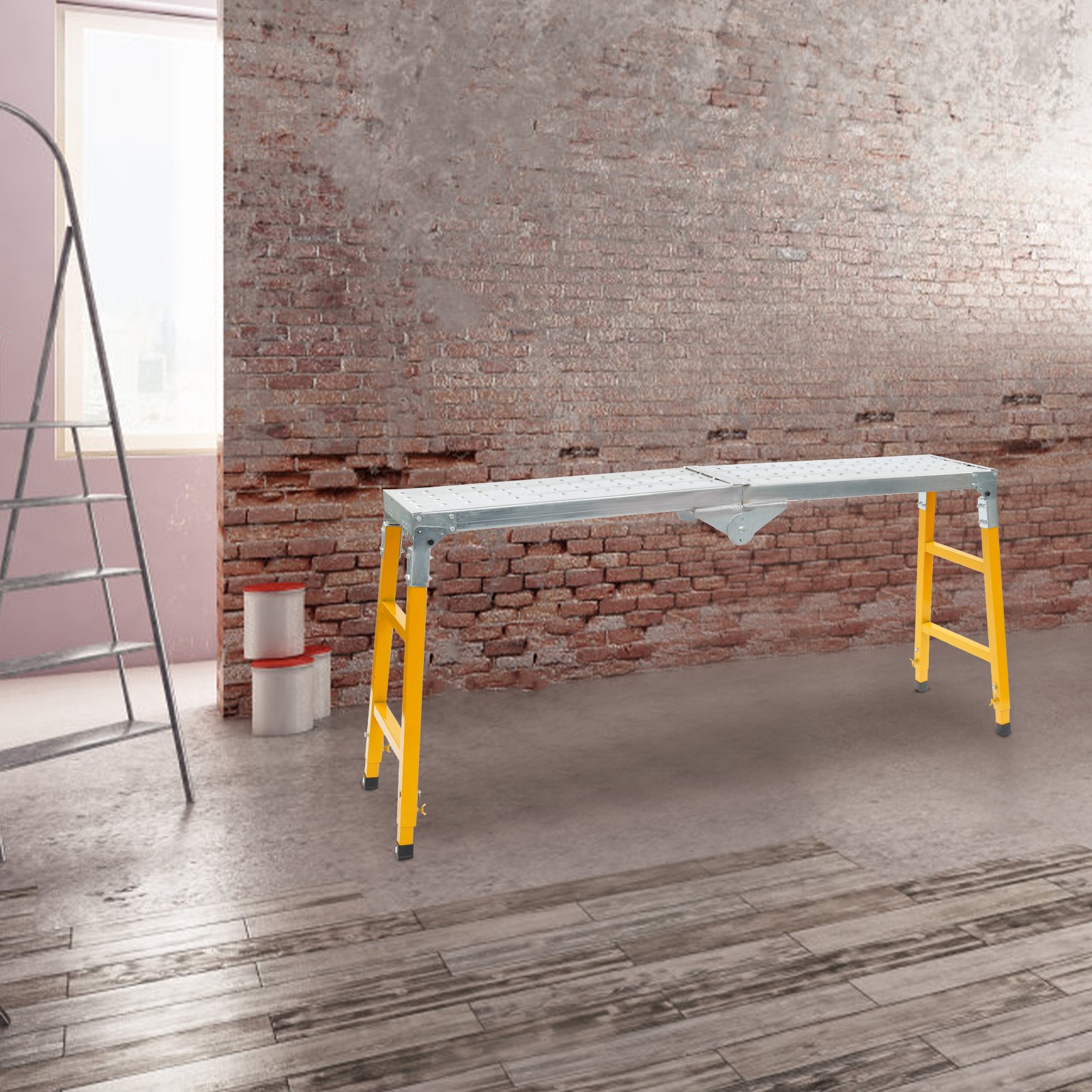 Portable Work Platform Adjustable Q235 Steel With Folding Legs Garage/office