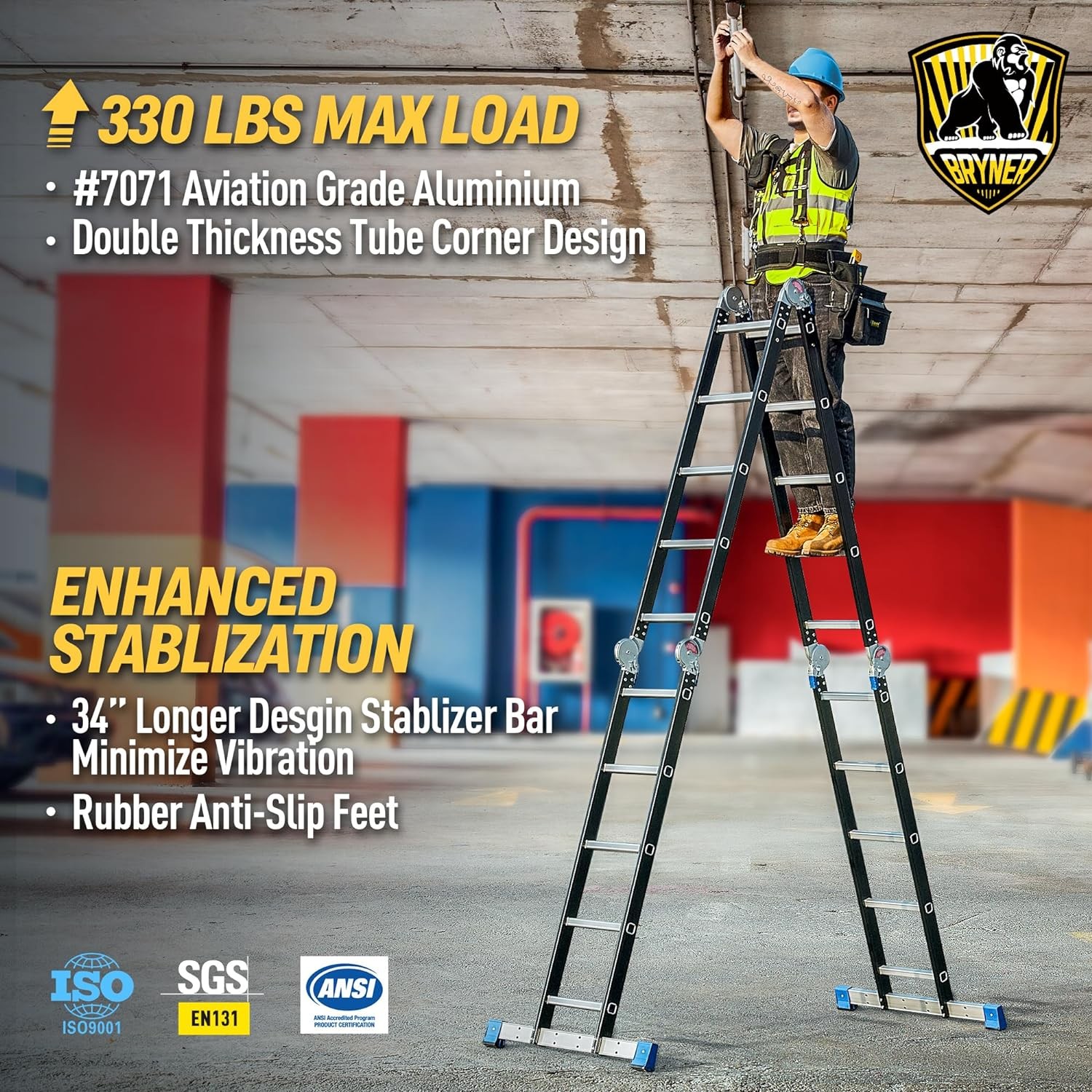 Step Folding Ladder 19.6ft Multi-Purpose Aluminium Extension Ladder 7 in 1