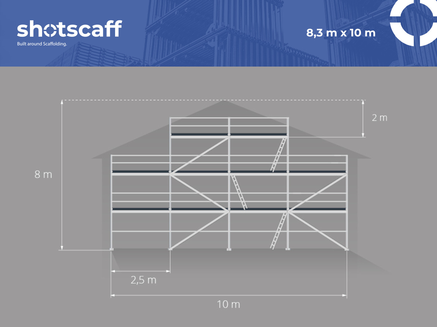 8x10m gable scaffold scaff 74, not a used scaffold, working scaffold,…