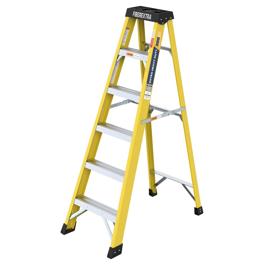6Step Fiberglass Reinforced Single Side Ladder,Lightweight Non-Conductive,300LBS