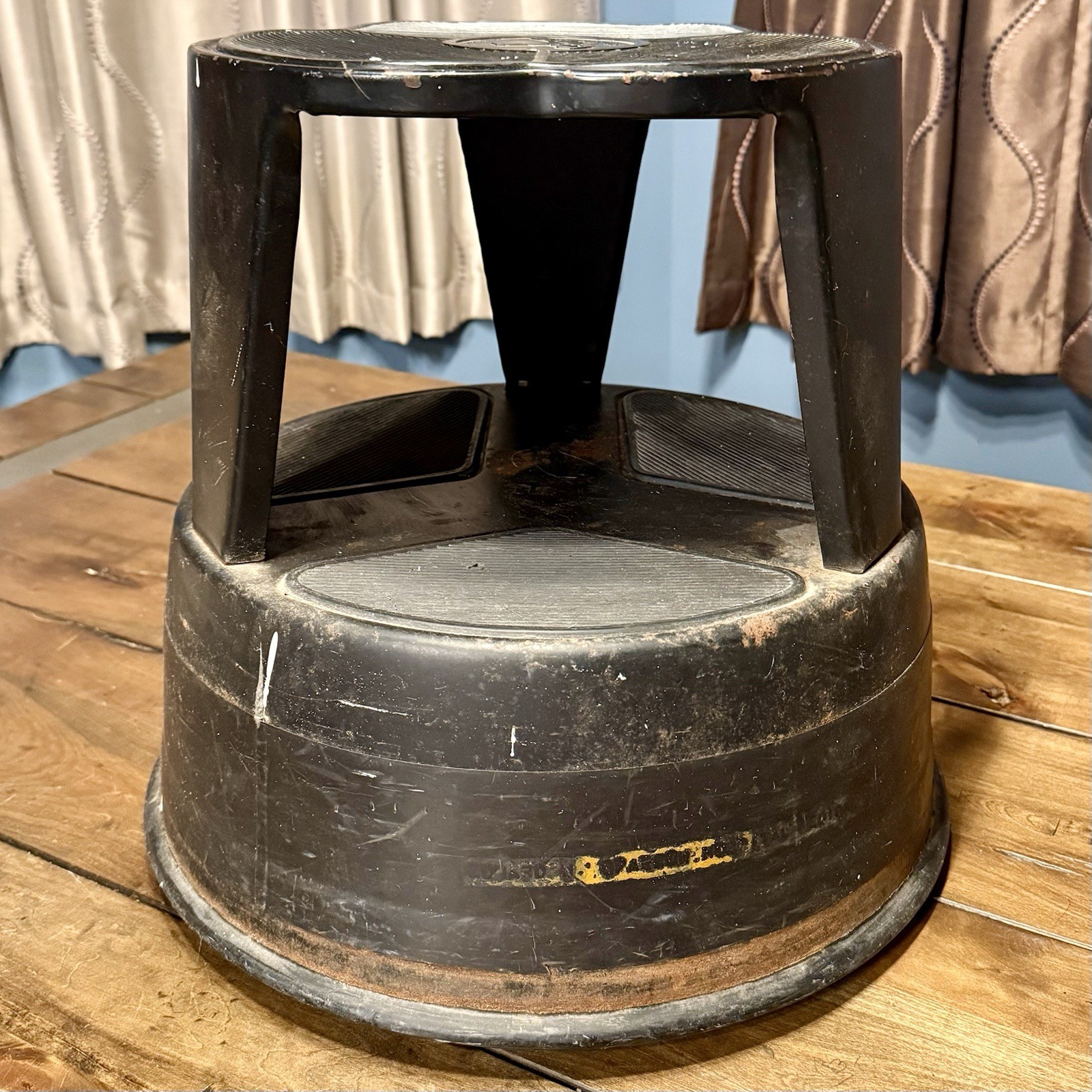 VTG 60s Cramer Kik-Step Black Library Kitchen Steel Rolling Stool 16×14″ 350 lbs
