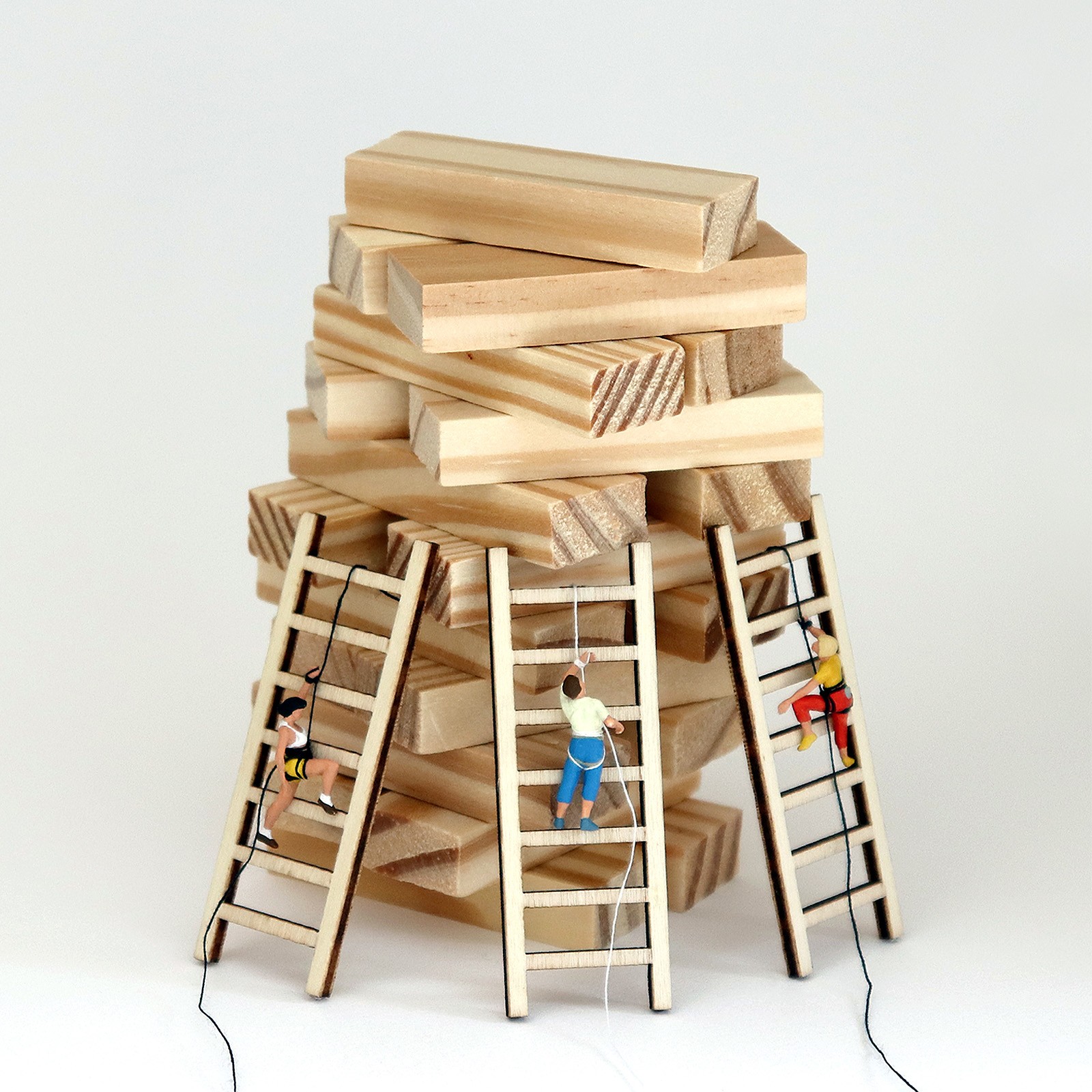 2.4″ Miniature Wood Stairs 6 Pack Mini Wood Home Doll Straight T Stairs