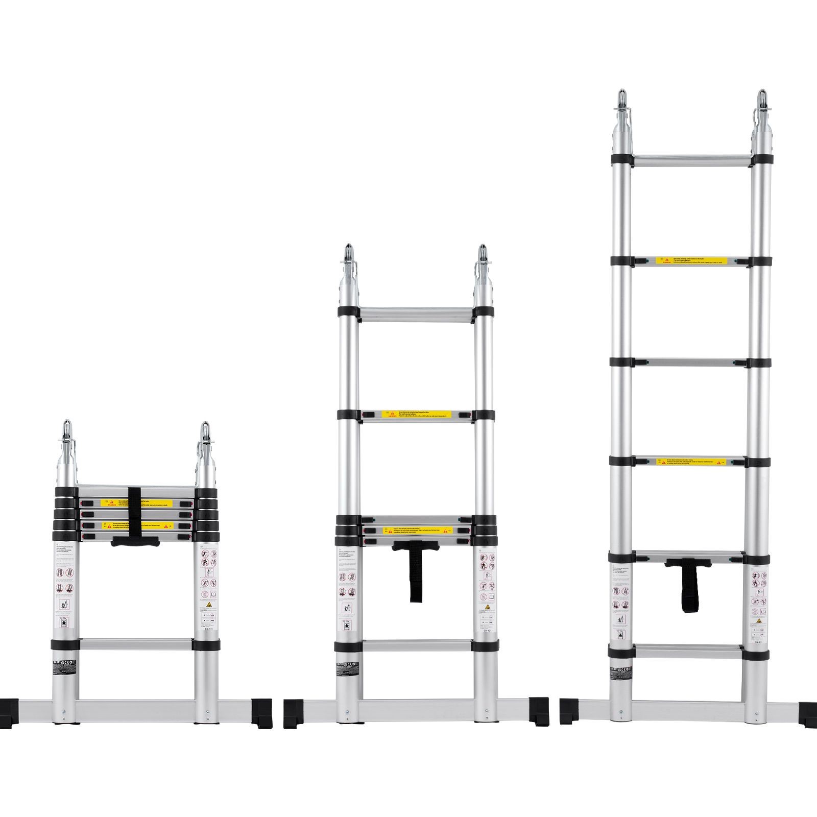 Telescoping Ladder, 12.5FT A – Shape Aluminum Extension Ladder Lightweight