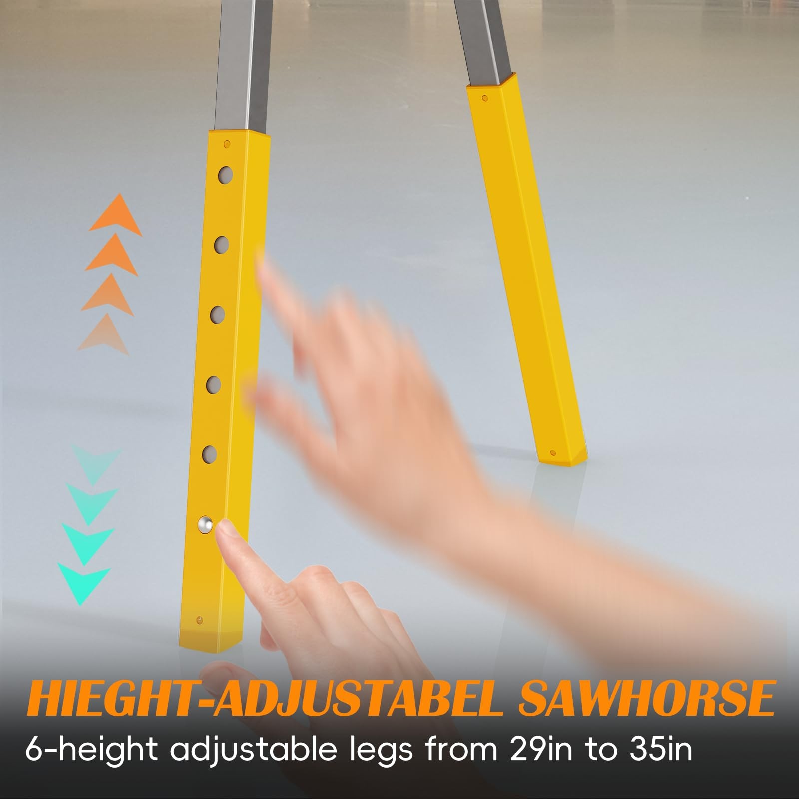 Adjustable Height Sawhorse 2 Pack, Folding Portable Saw Horses with yellow