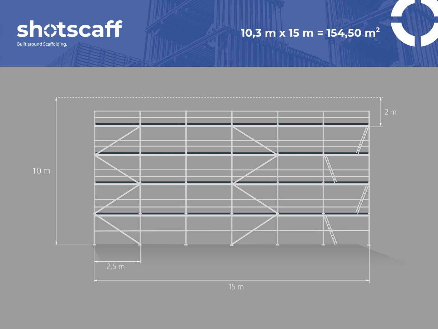 Facade scaffolding steel 155 m2 wooden floor 2.5 m scaff 74 shipping free!