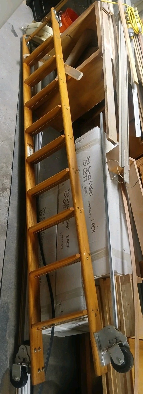 Putnam ROLLING Solid Wood Warehouse/Library LADDER