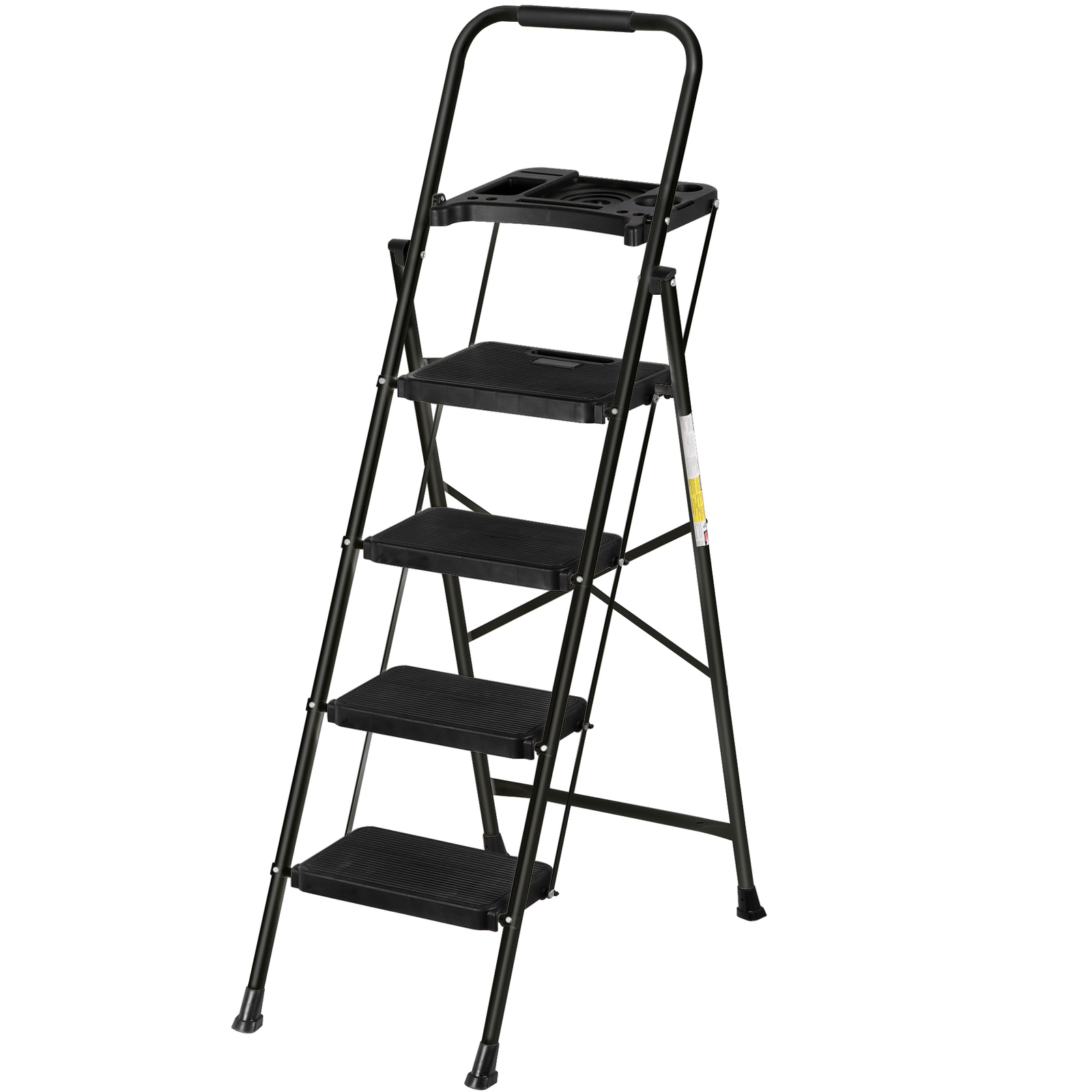 4-Step Ladder Folding Step Stool 330lbs Max Load Capacity Sturdy Steel Non-Slip