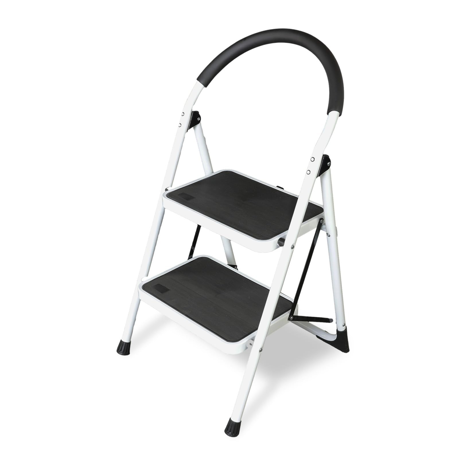 Big RED 2 Step Ladder: Ergonomic Folding Stool with 2 Step, White/Black