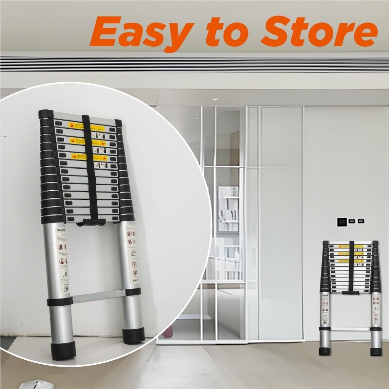 14.5FT Telescoping Ladder Aluminum Folding Telescopic Extension Ladder Portable