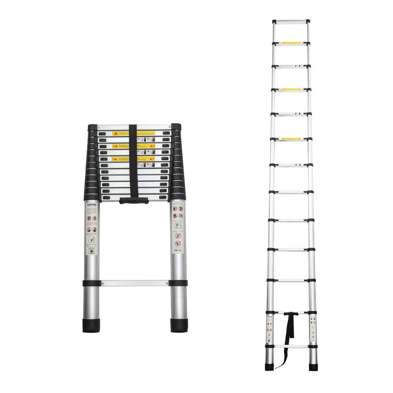 12.5FT Telescoping Ladder Aluminum Folding Telescopic Extension Ladder Portable