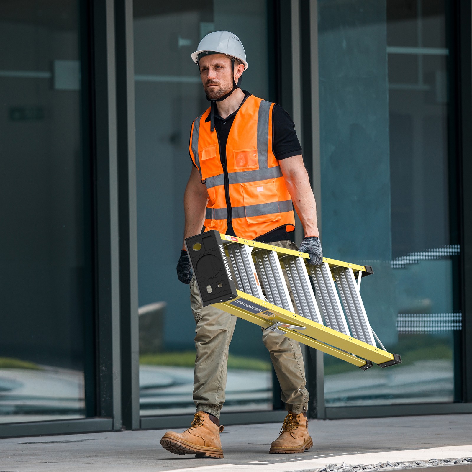 6 Step Fiberglass Reinforced Single Side Ladder Lightweight Access Ladder Yellow